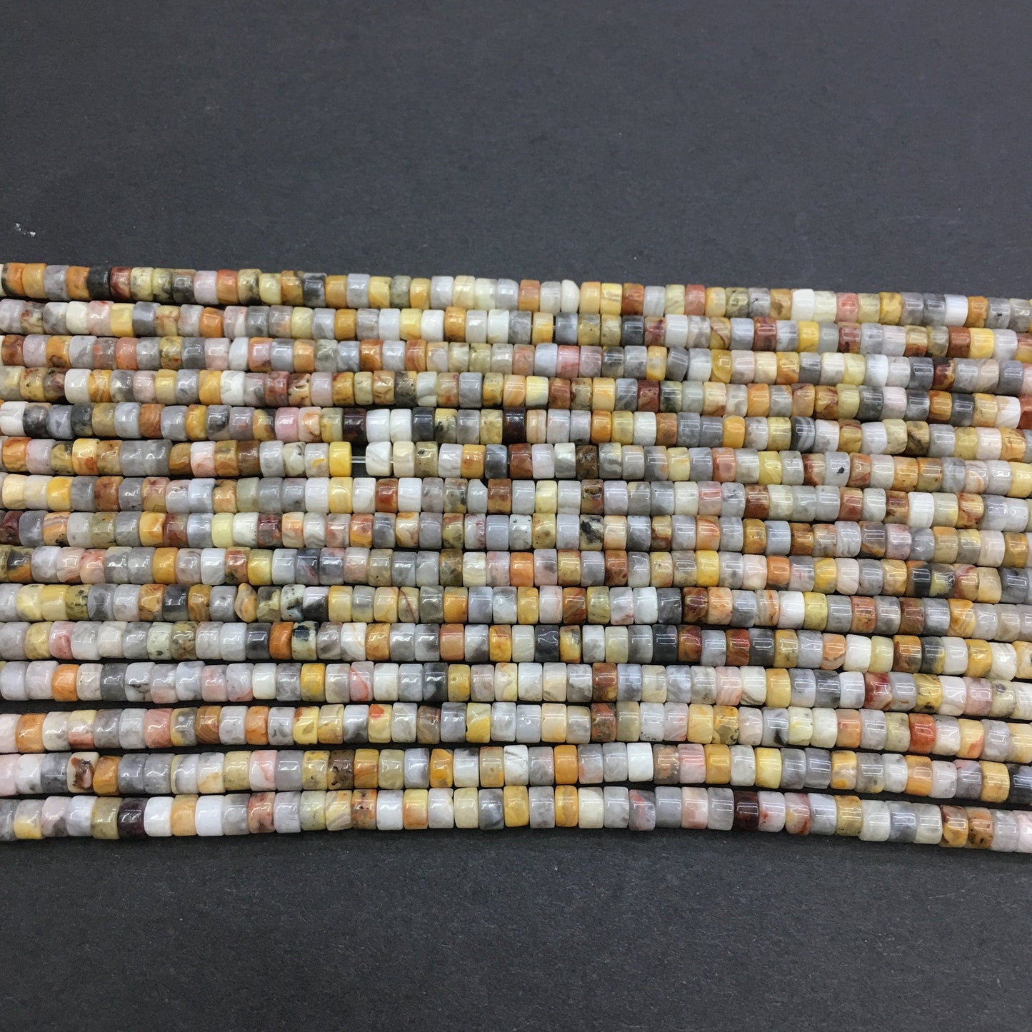 Natural Crazy Lace Agate HeiShi Tube Shape Beads 2X4MM