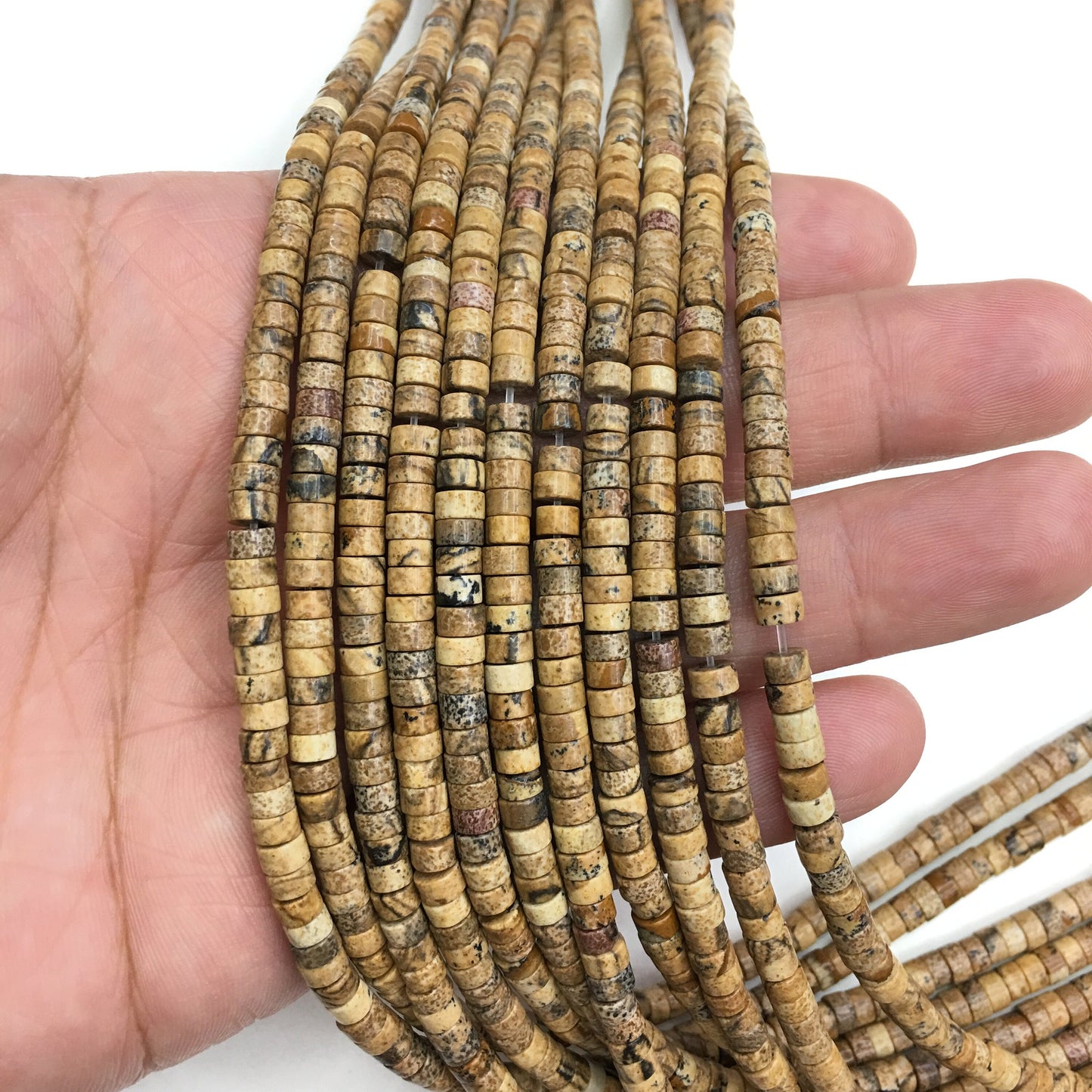 Natural Picture Jasper HeiShi Shape BeadsTube 2X4MM