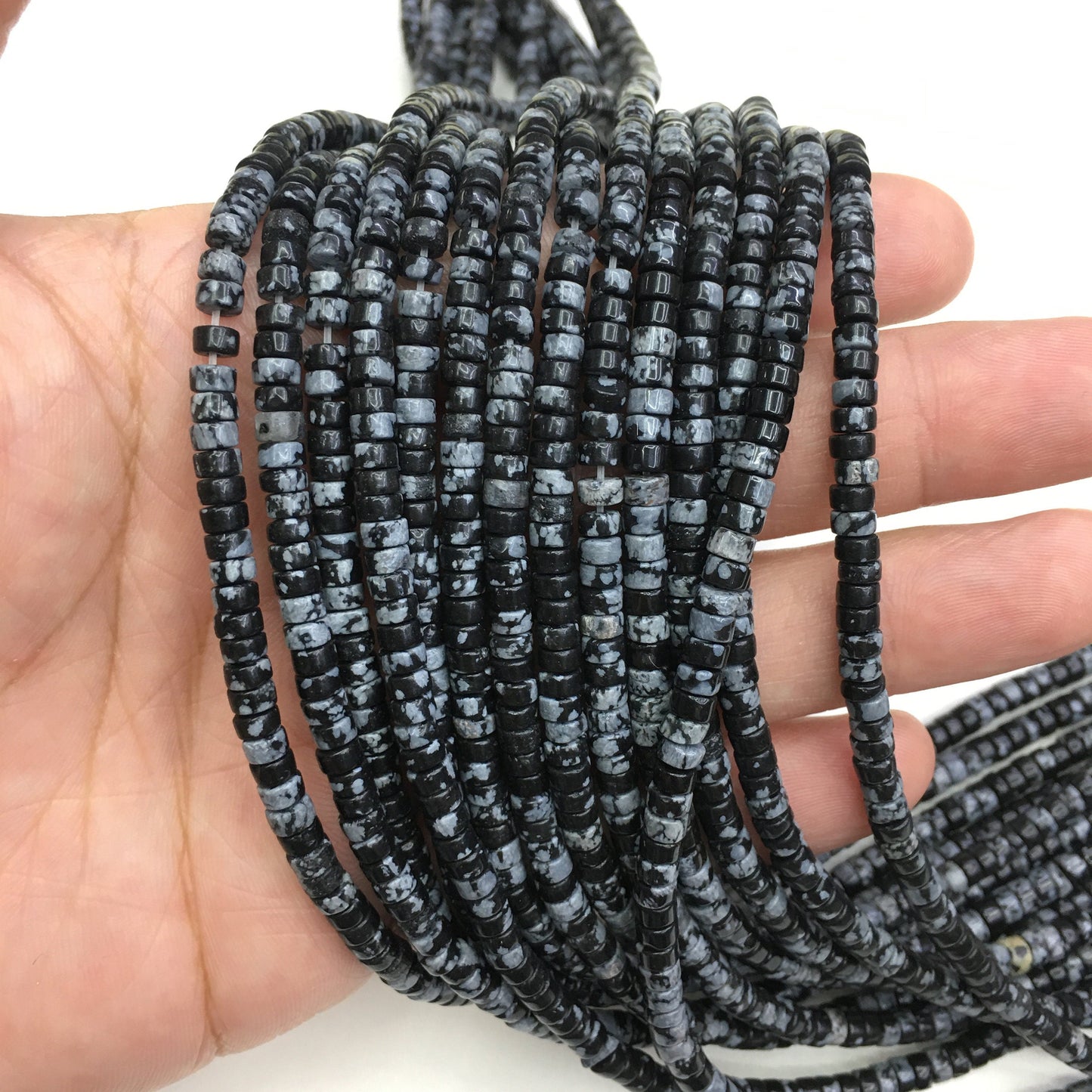Natural Snow Flake Jasper HeiShi Shape Beads Tube 2X4MM