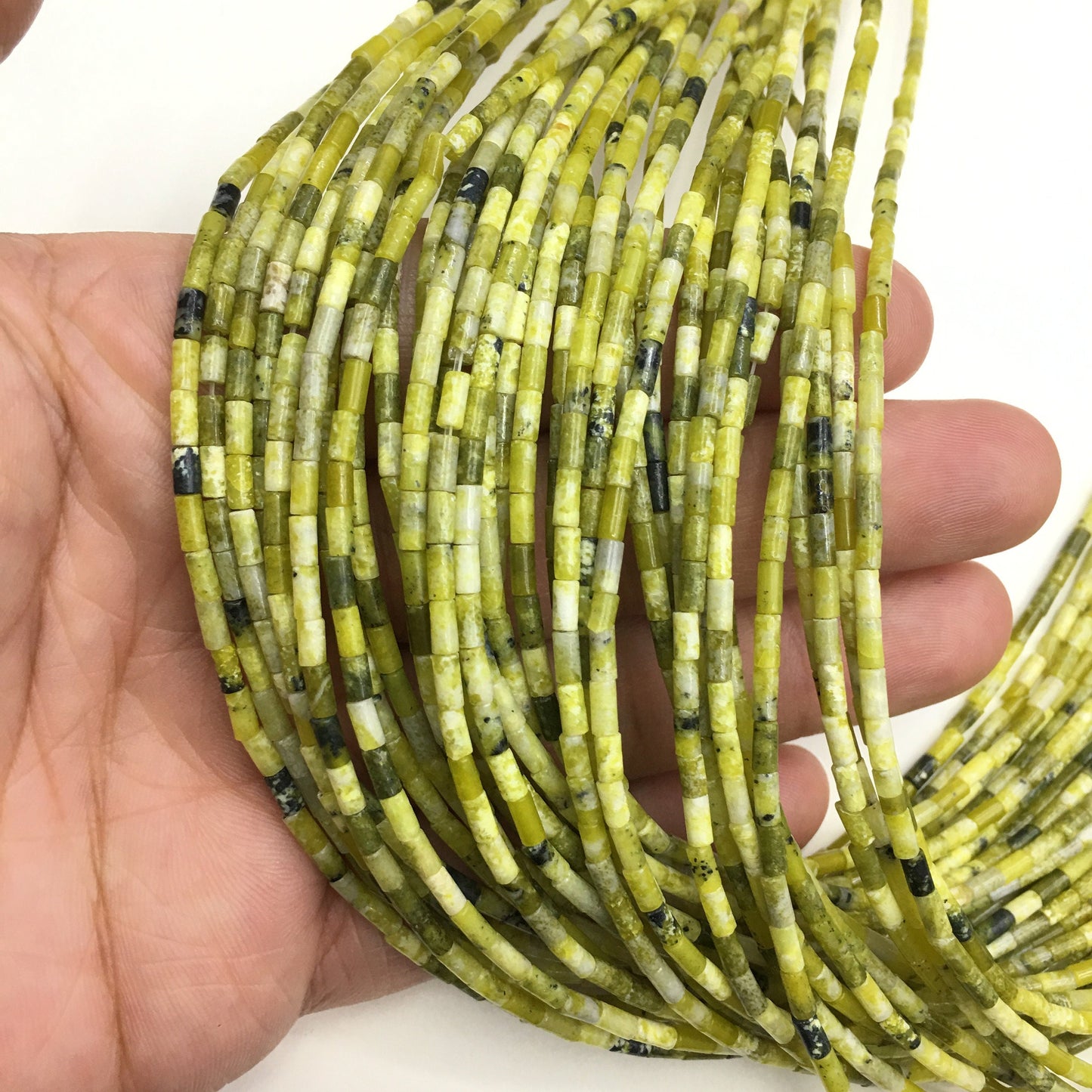 Natural Australian Jade Tube Shape Beads 2X4MM