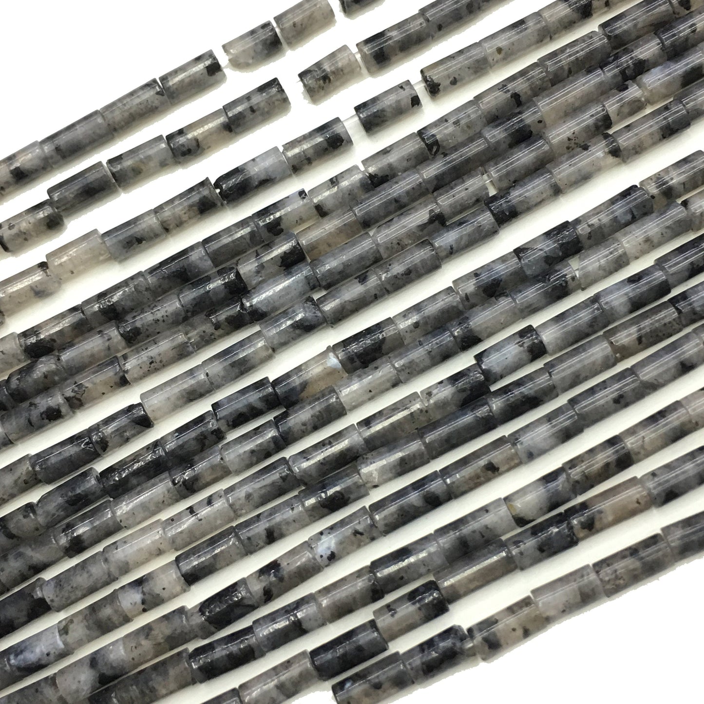 Natural Black Labradorite Tube Shape Beads 2X4MM