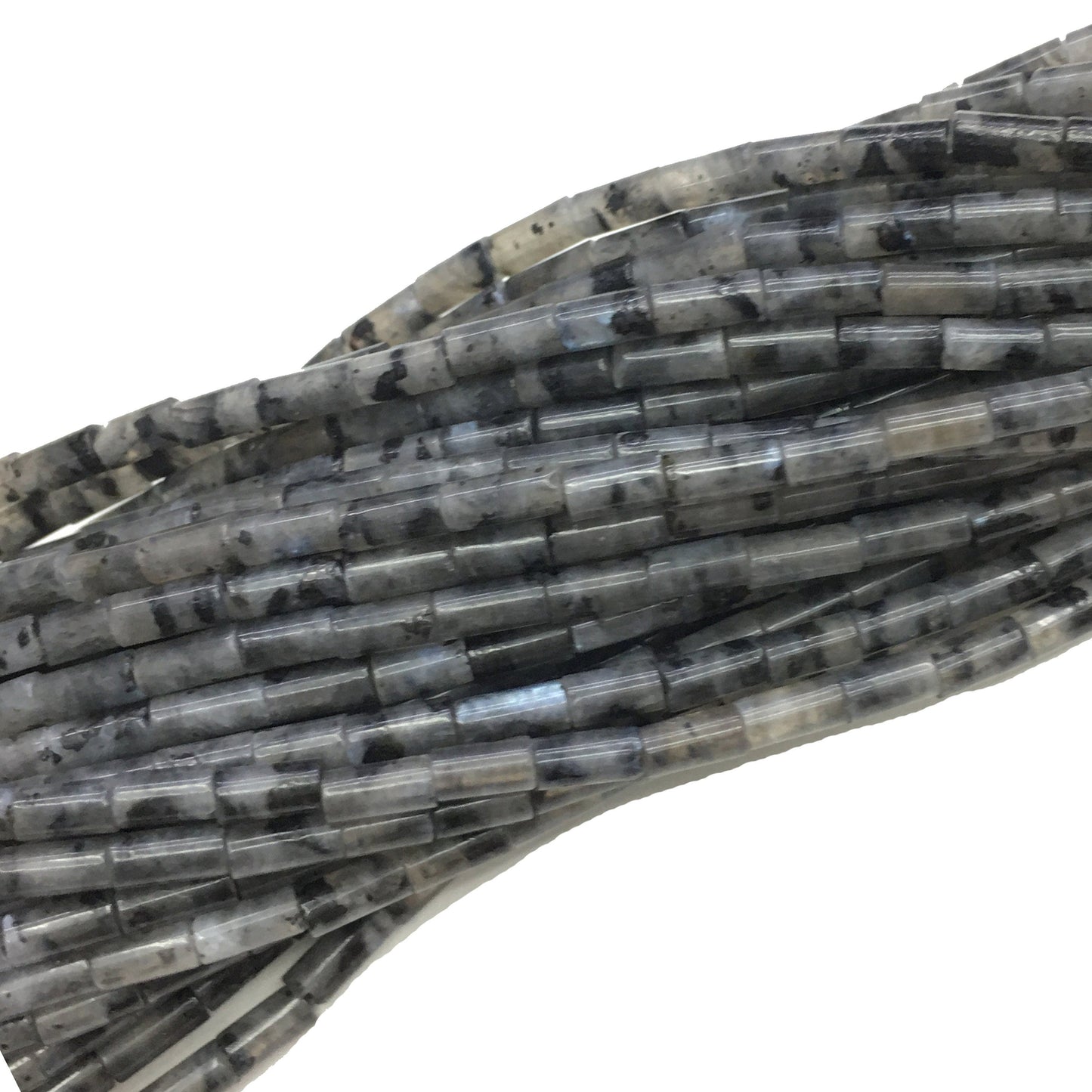 Natural Black Labradorite Tube Shape Beads 2X4MM