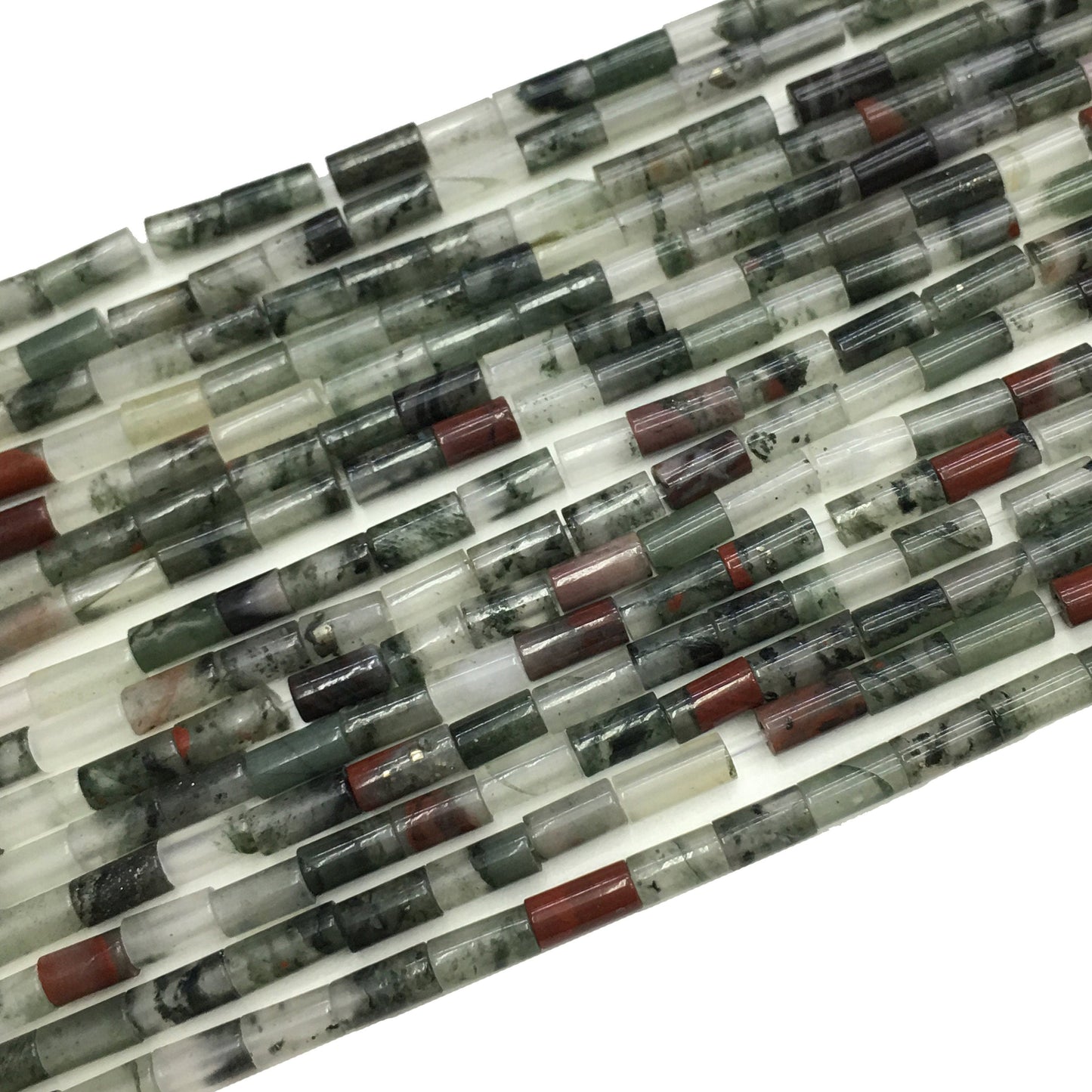 Natural Blood Stone Tube Shape Beads 2X4MM