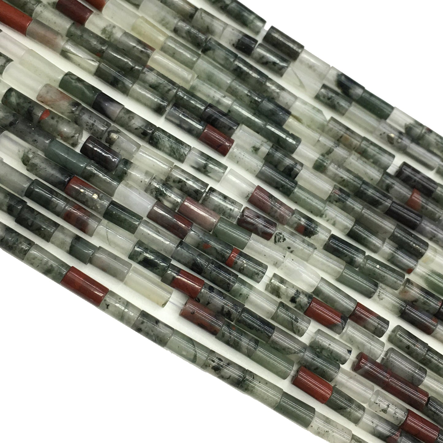 Natural Blood Stone Tube Shape Beads 2X4MM
