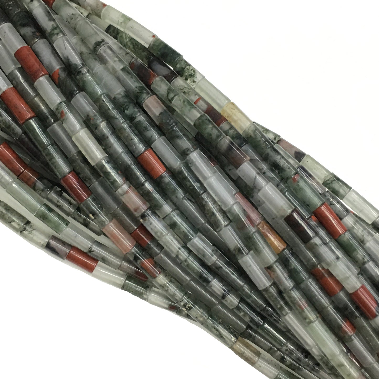 Natural Blood Stone Tube Shape Beads 2X4MM