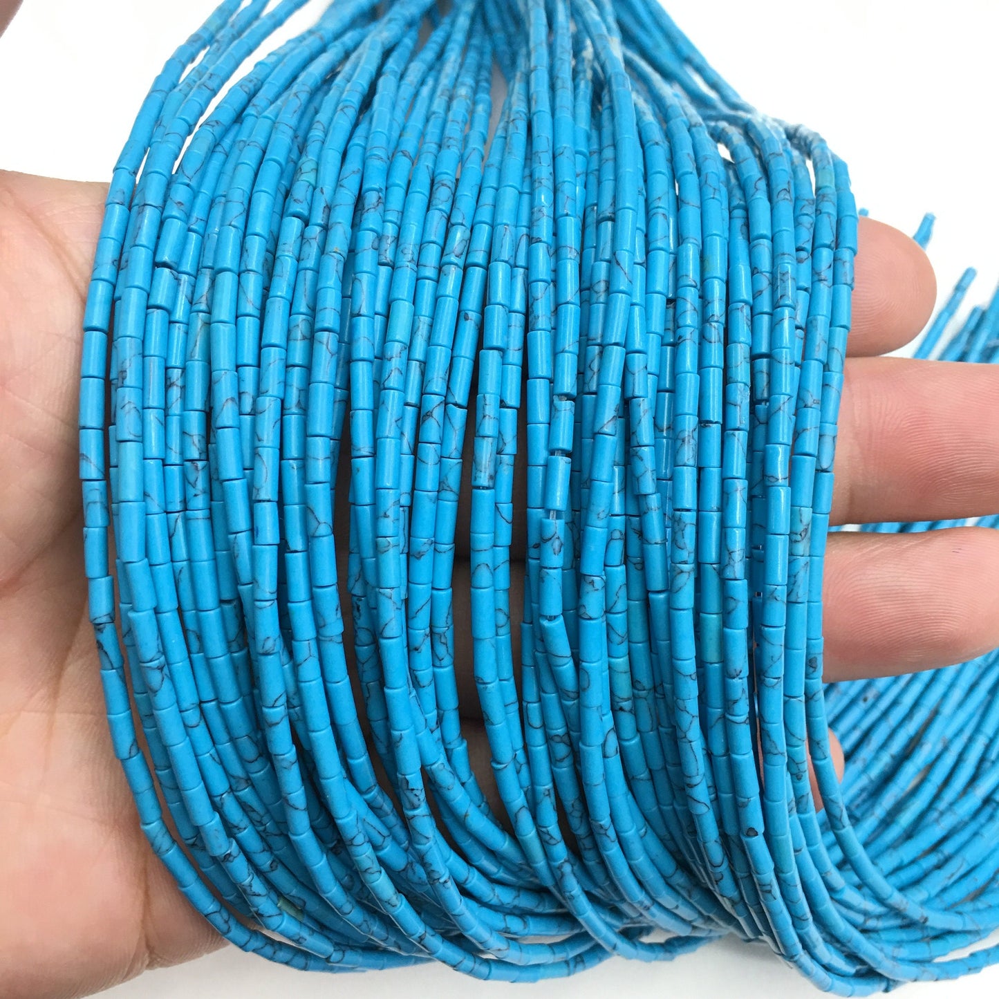 Natural Blue Turqoiuse Tube Shape Beads 2X4MM
