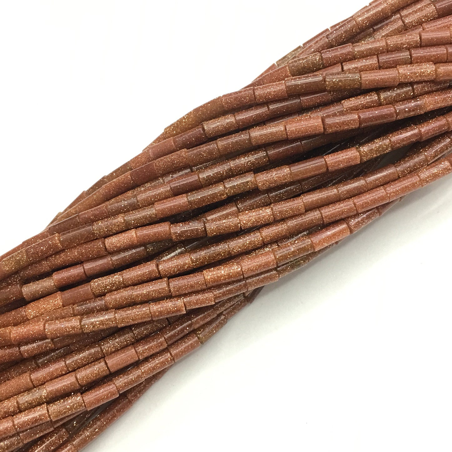 Natural Gold Sand Stone Tube Shape Beads 2X4MM