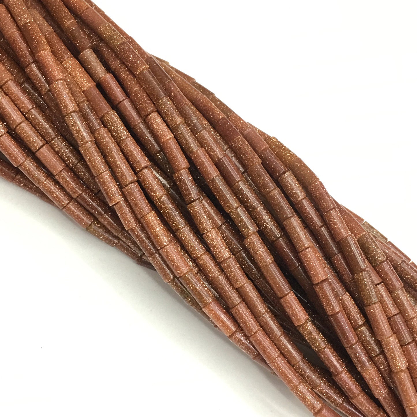 Natural Gold Sand Stone Tube Shape Beads 2X4MM