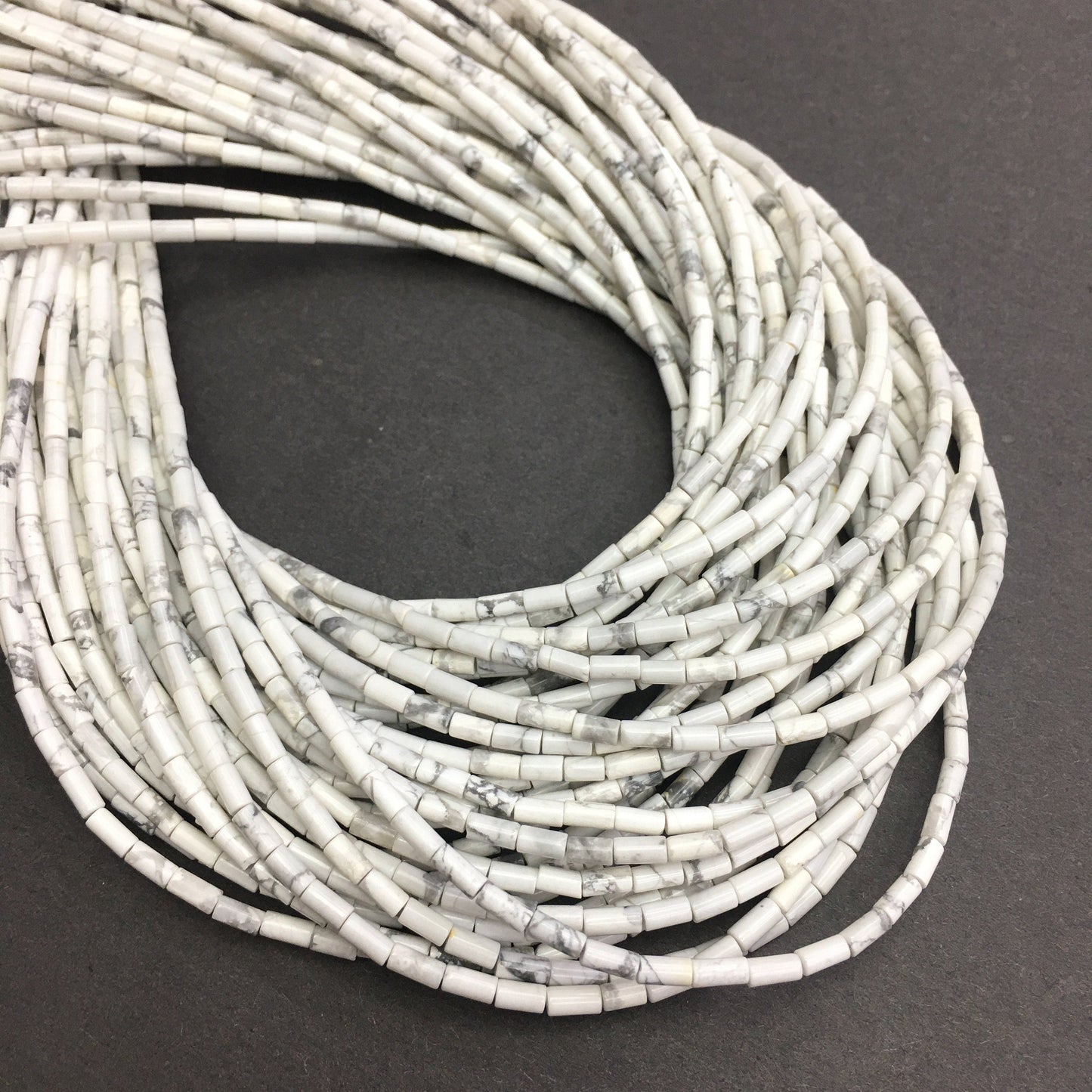 Natural White Howlite Tube Shape Beads 2X4MM