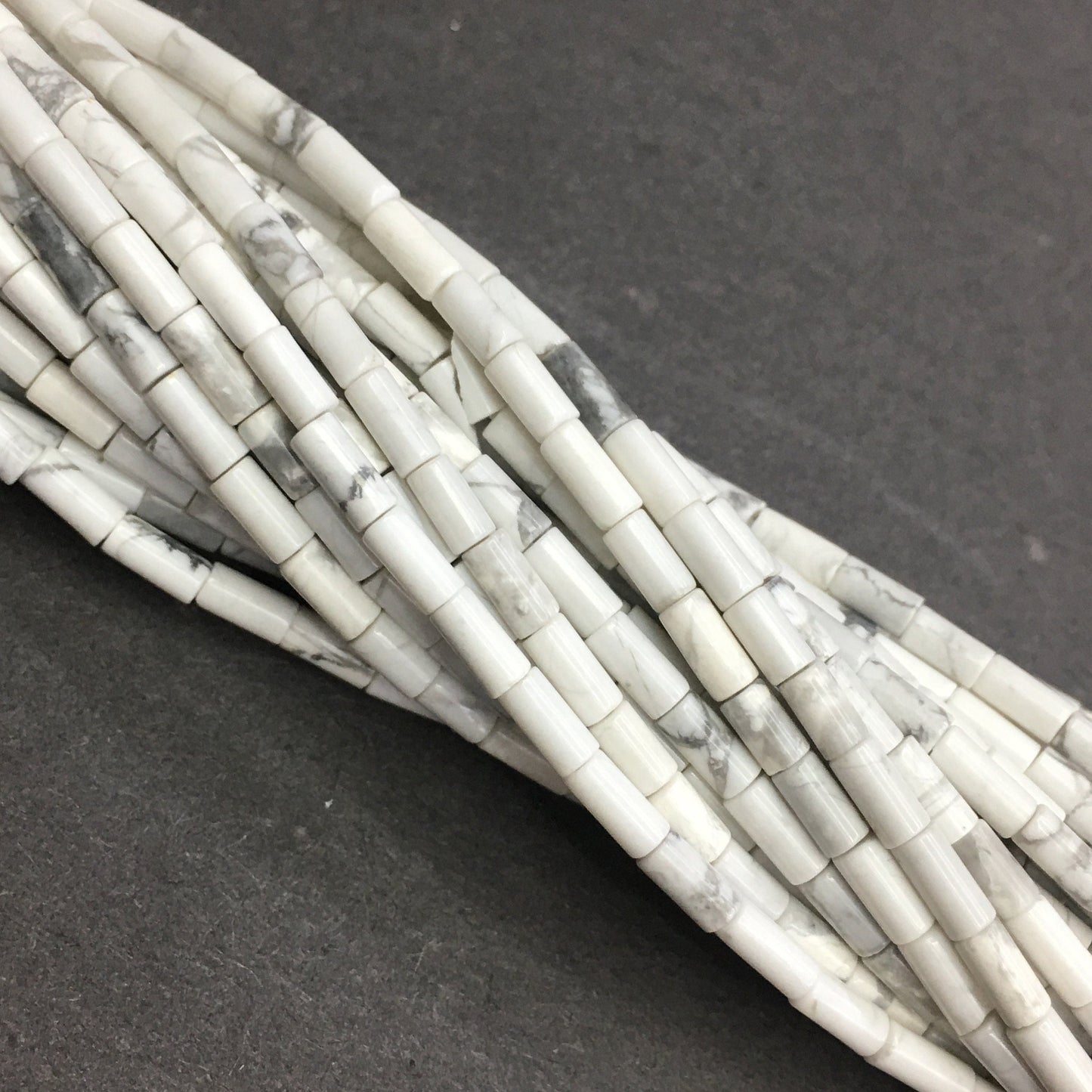 Natural White Howlite Tube Shape Beads 2X4MM