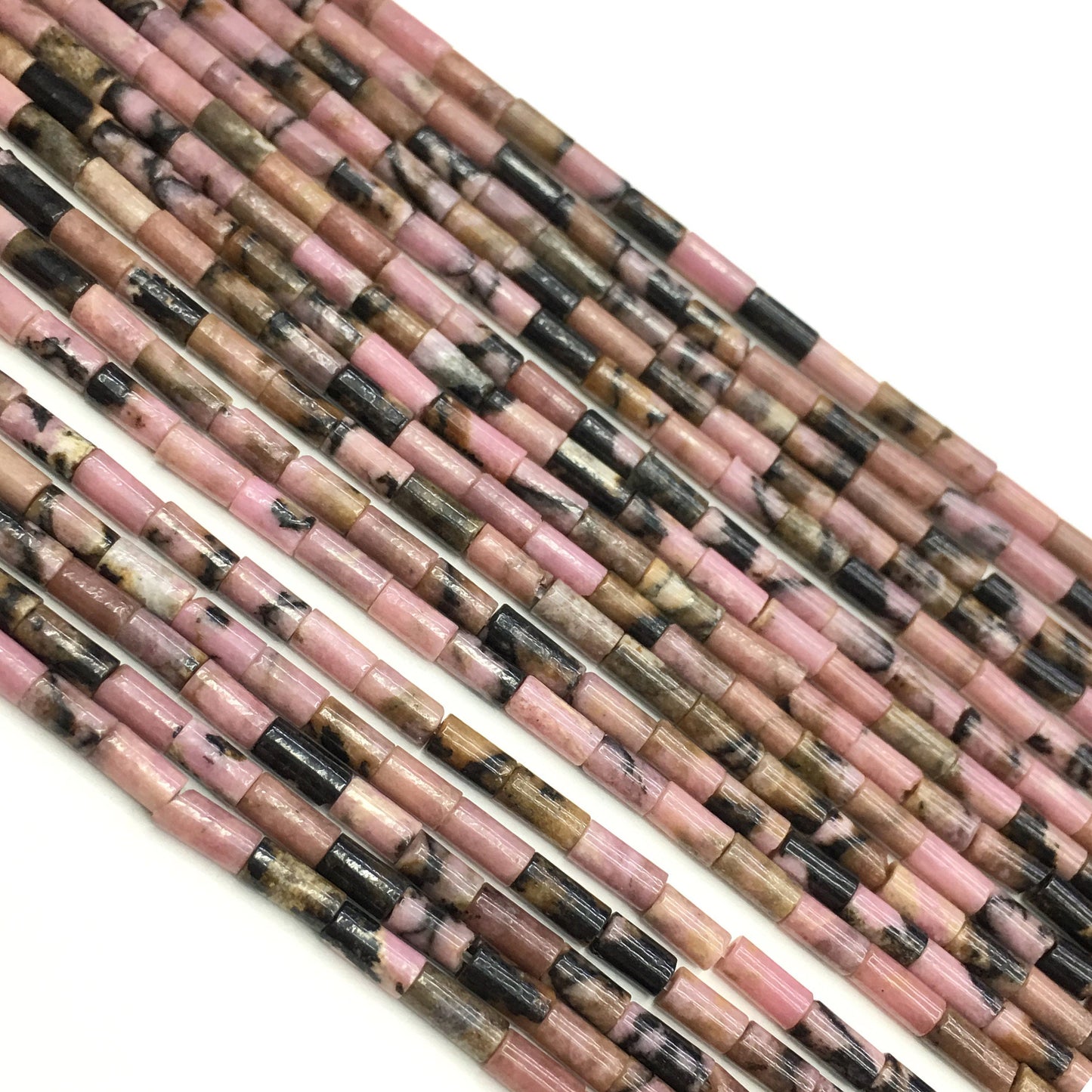 Natural Rhodonite Tube Shape Beads