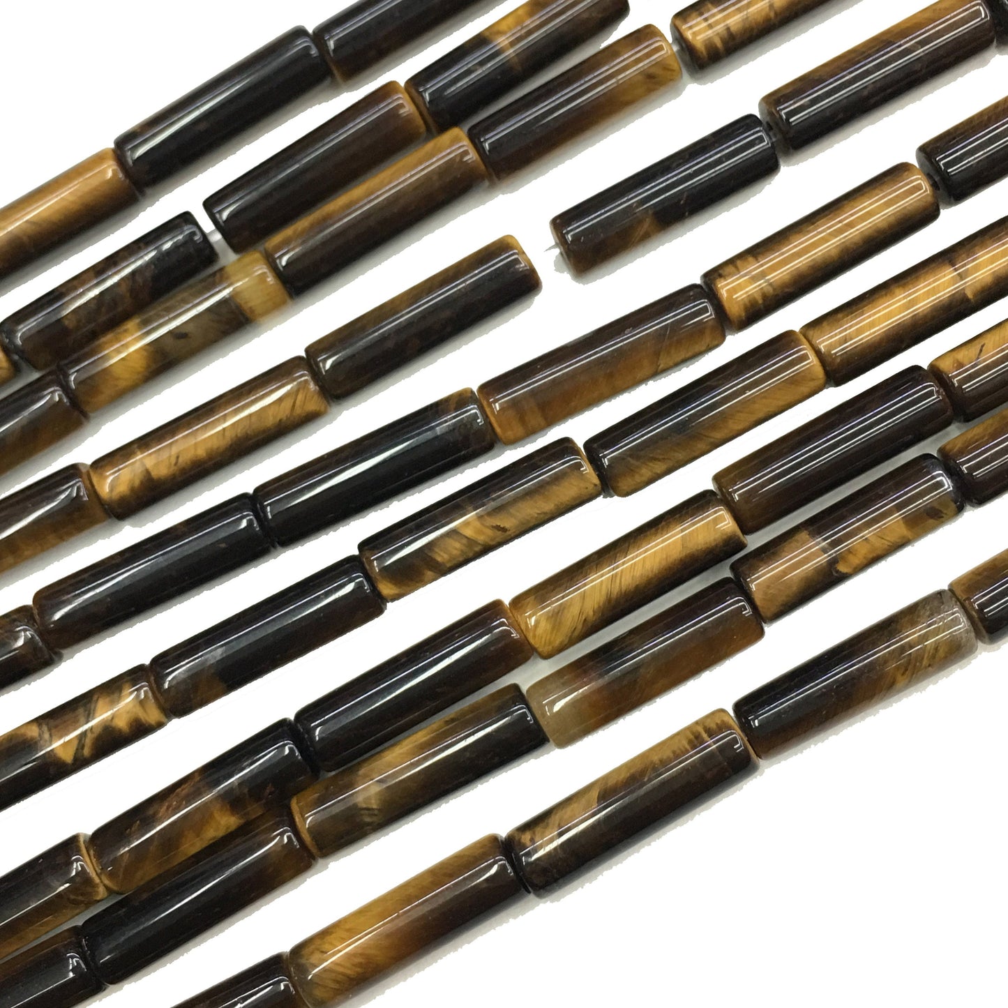 Natural Brown Tiger Eye Tube Shape Beads 4X13MM