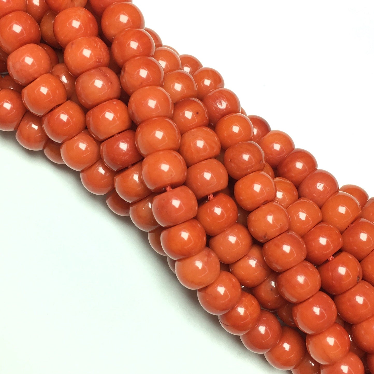 Natural Orange Coral Rondelle Beads