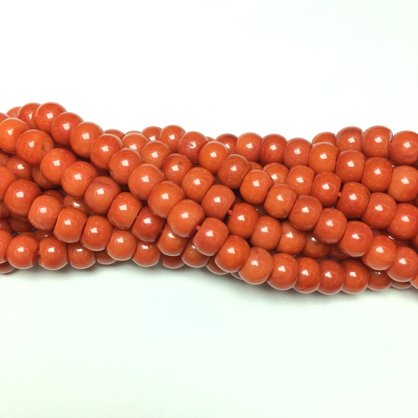 Natural Orange Coral Rondelle Beads