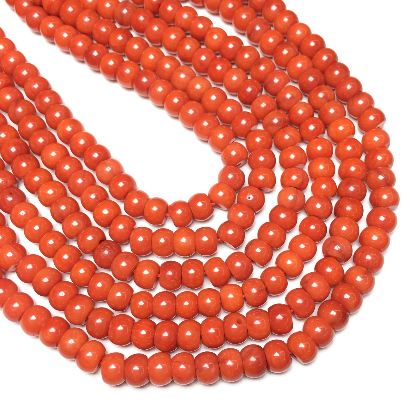 Natural Orange Coral Rondelle Beads