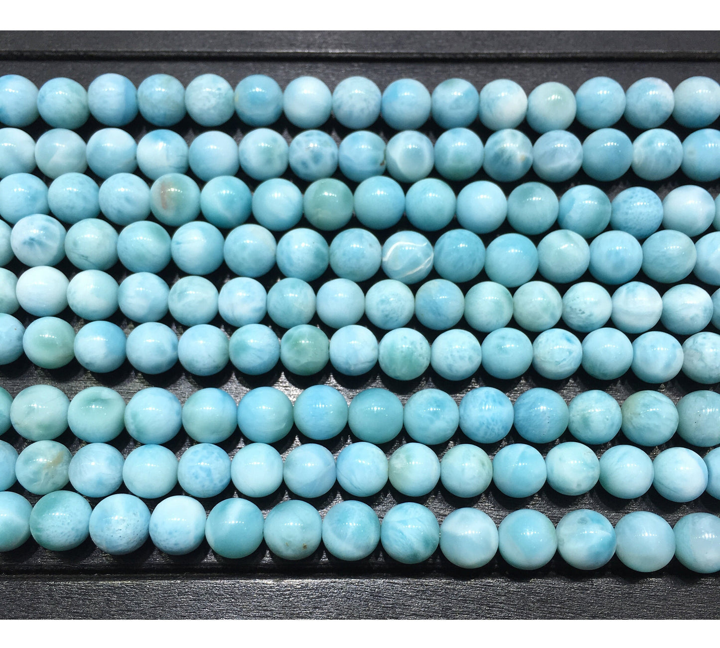 Natural Blue Larimar Round Beads