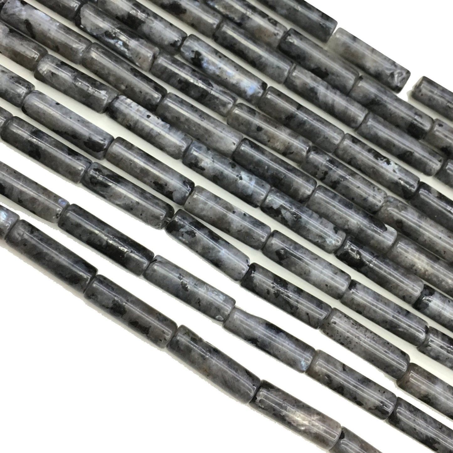 Natural Black Labradorite Tube Shape 4X13MM