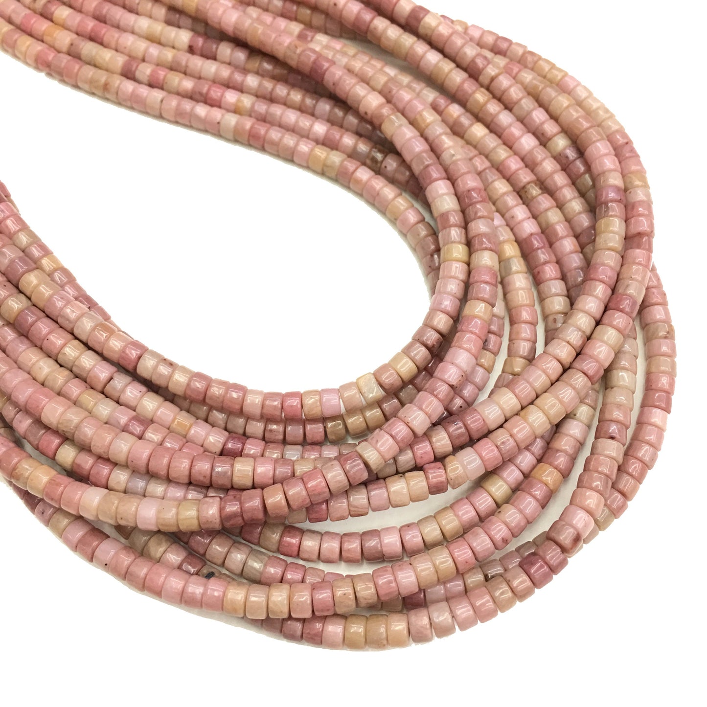 Natural Pink Rhodonite HeiShi Shape Beads Tube 2X4MM