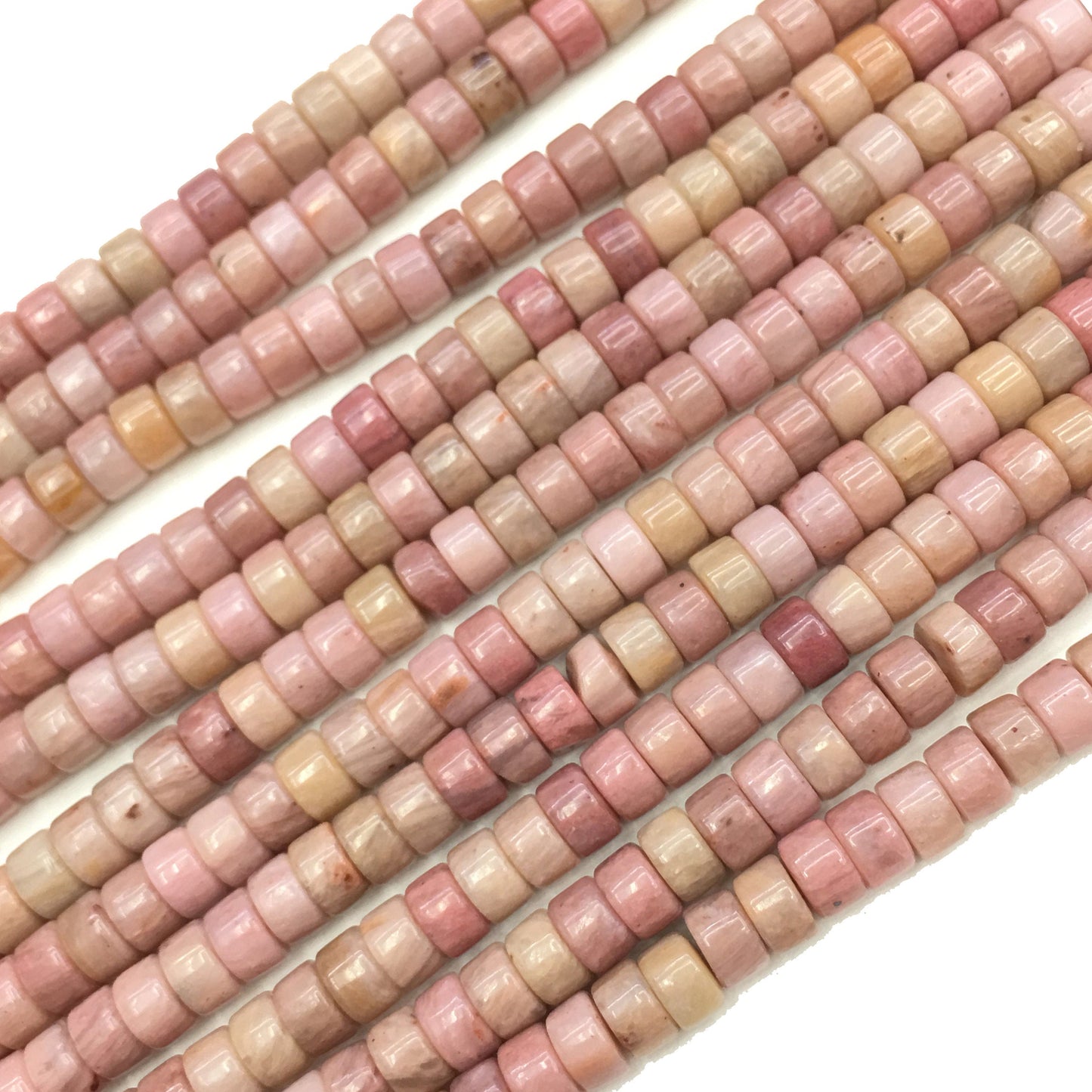 Natural Pink Rhodonite HeiShi Shape Beads Tube 2X4MM