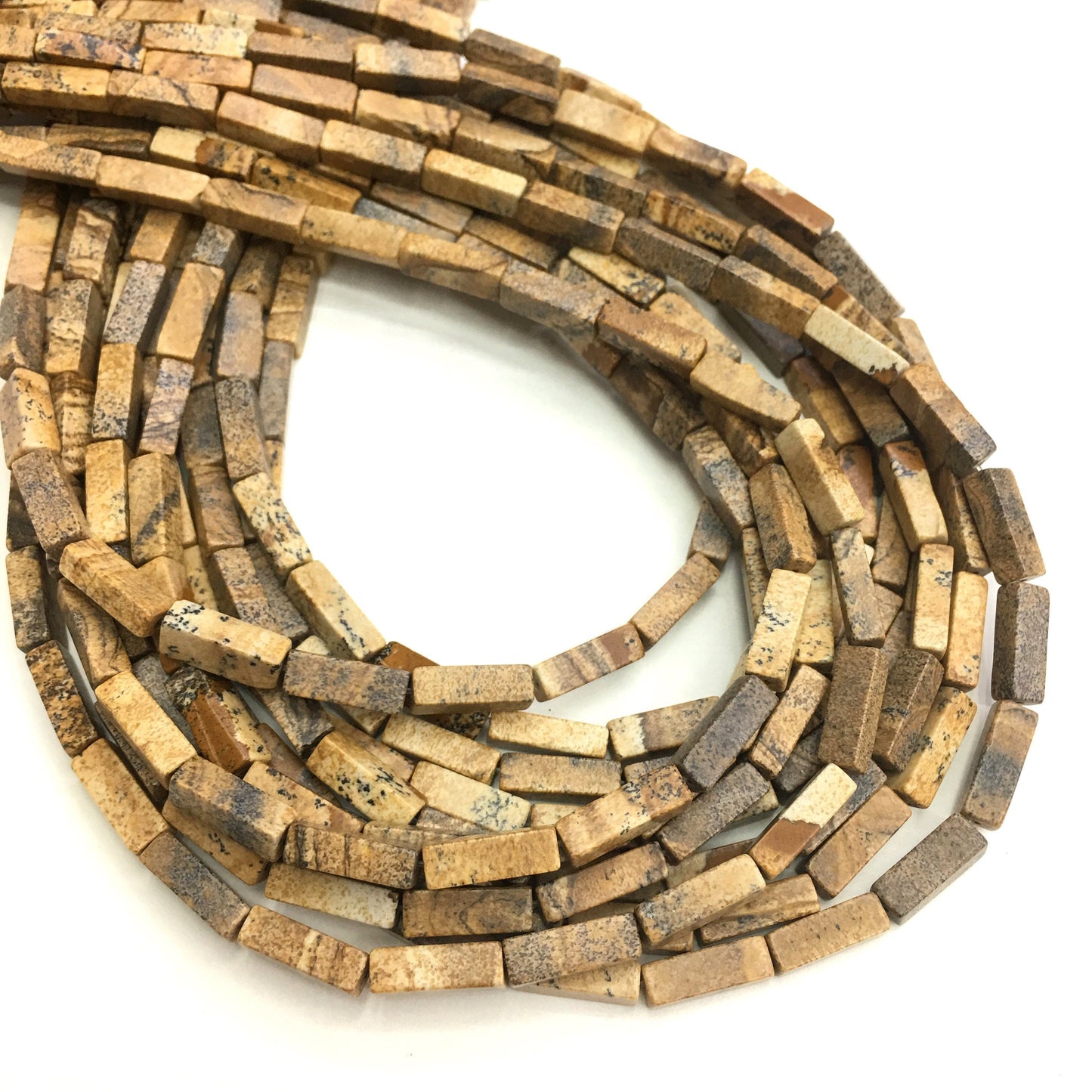 Natural Picture Jasper Tube Shape Beads 4X13MM