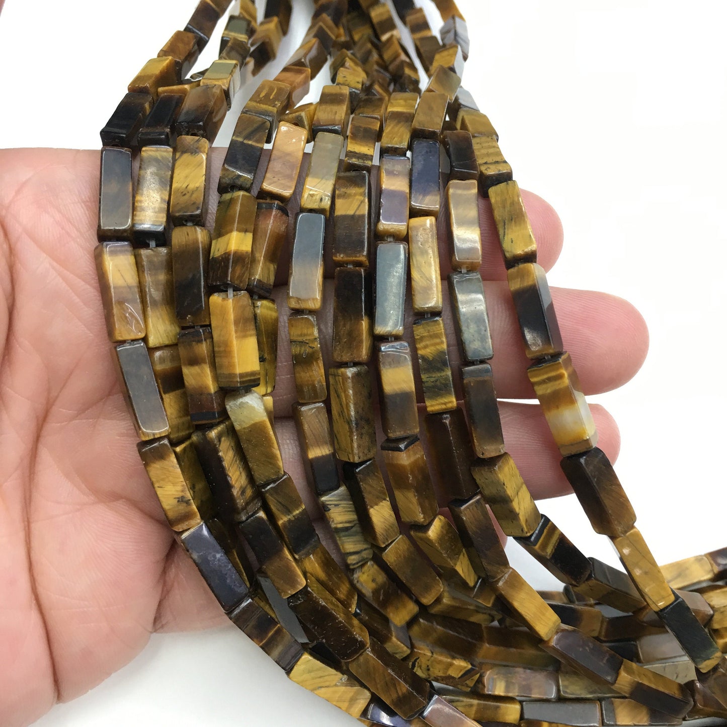 Natural Brown Tiger Eye Tube Shape Beads 4X13MM