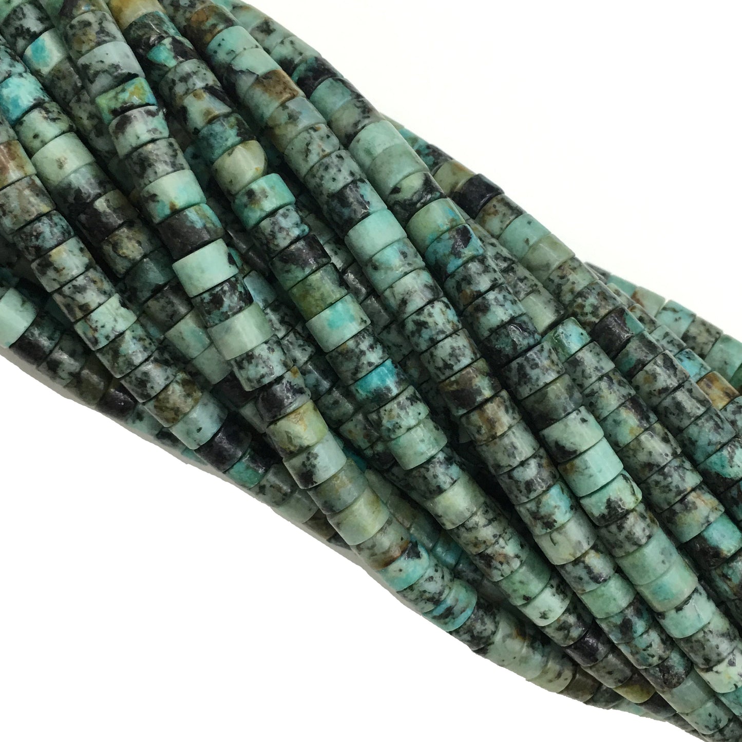 Natural African Turquoise HeiShi Shape Beads Tube 2X4MM