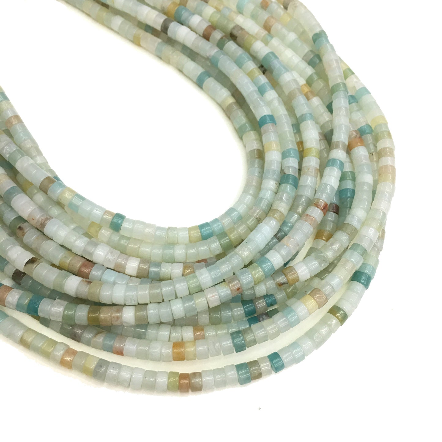 Natural Amazonite HeiShi Shape Tube Beads 2X4MM
