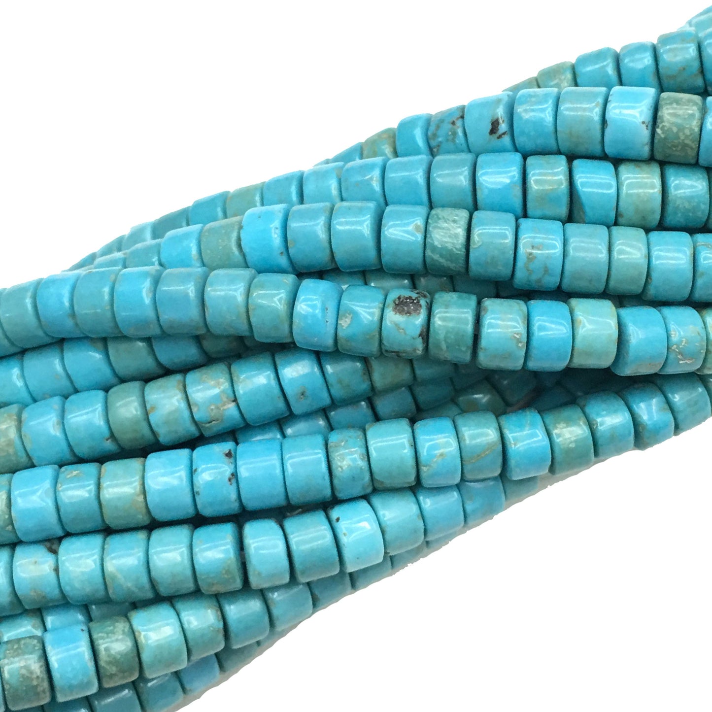 Natural Blue Turquoise HeiShi Shape Tube Beads 2X4MM