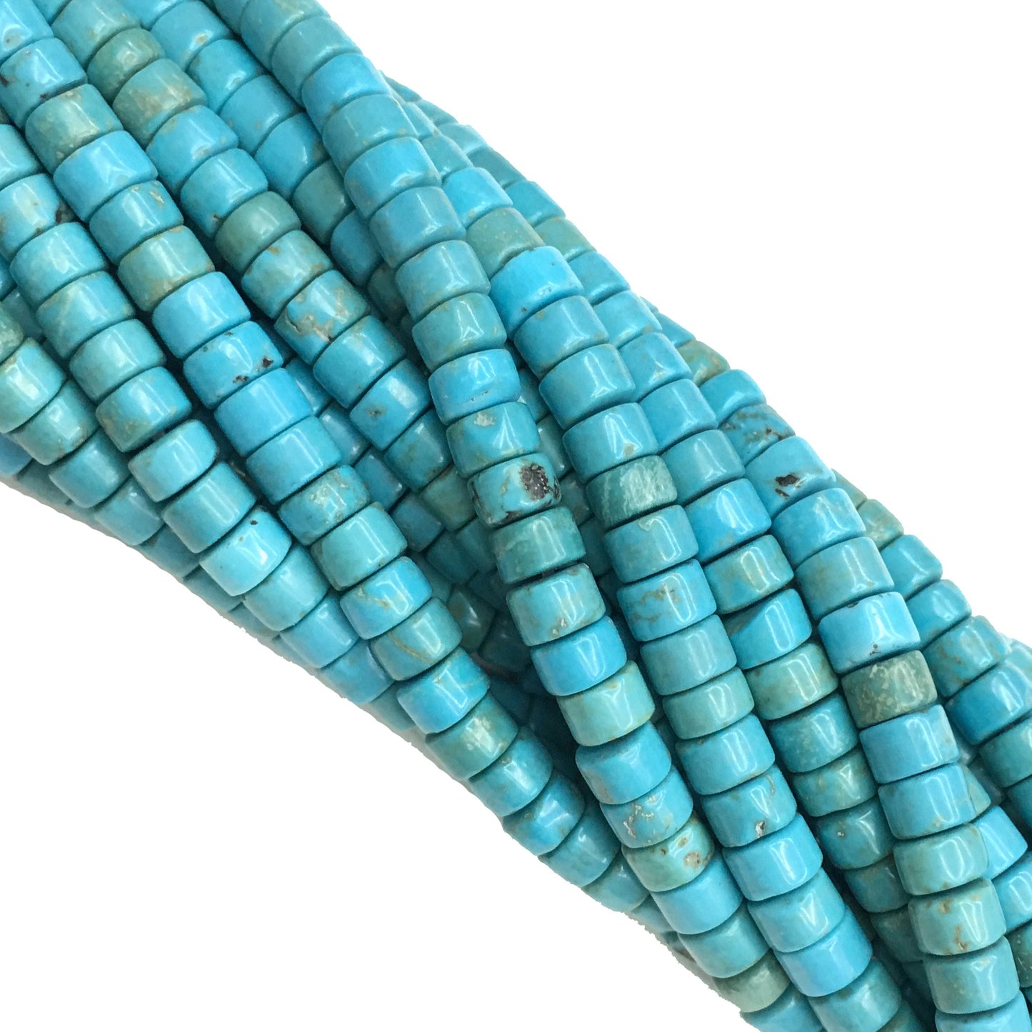 Natural Blue Turquoise HeiShi Shape Tube Beads 2X4MM