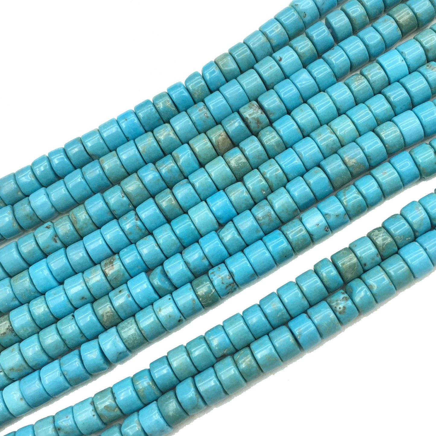 Natural Blue Turquoise HeiShi Shape Tube Beads 2X4MM