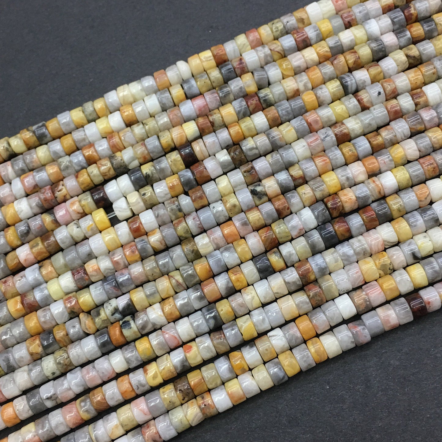 Natural Crazy Lace Agate HeiShi Tube Shape Beads 2X4MM