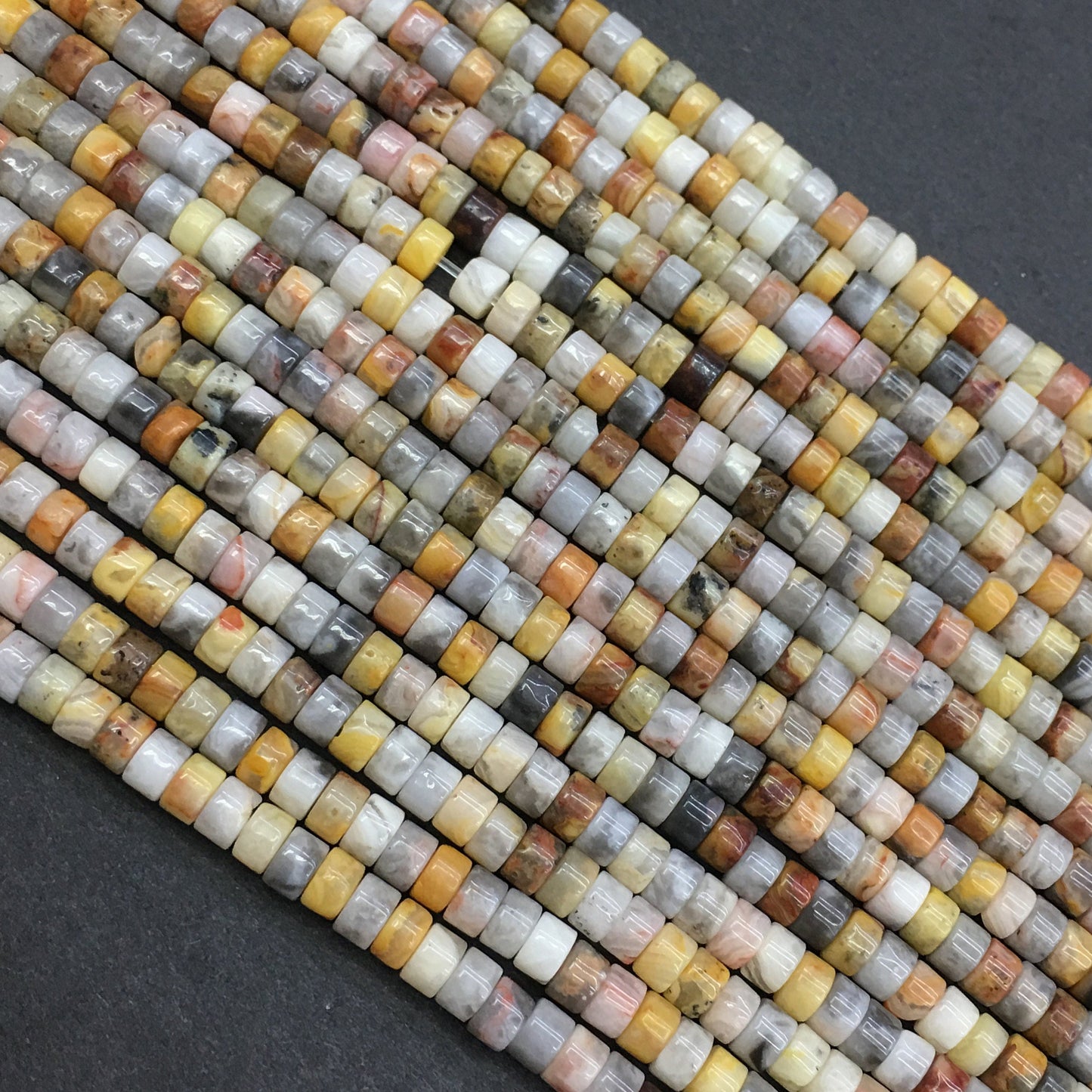 Natural Crazy Lace Agate HeiShi Tube Shape Beads 2X4MM