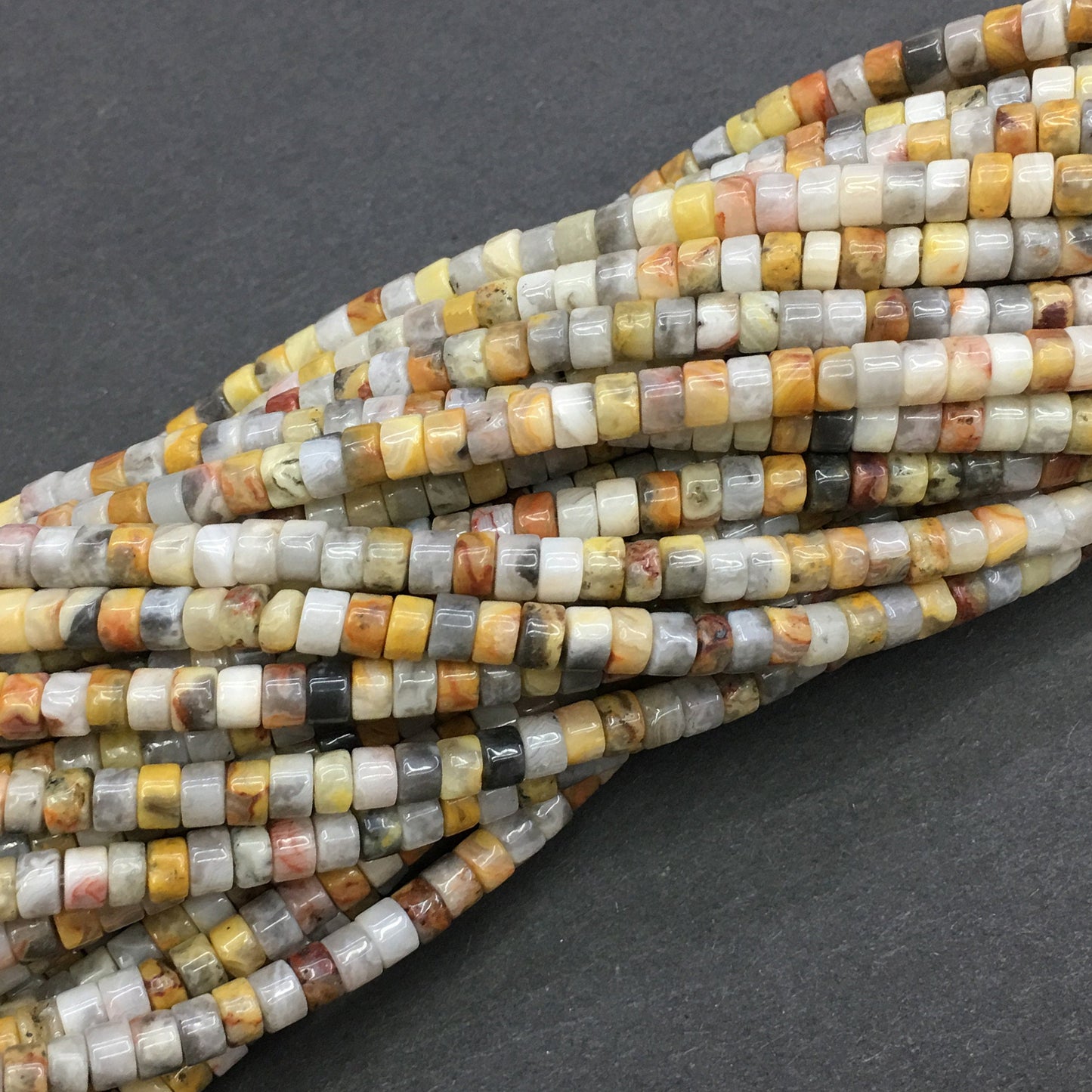 Natural Crazy Lace Agate HeiShi Tube Shape Beads 2X4MM