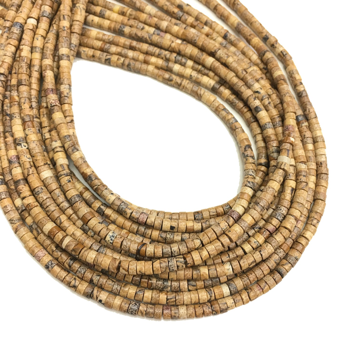 Natural Picture Jasper HeiShi Shape BeadsTube 2X4MM