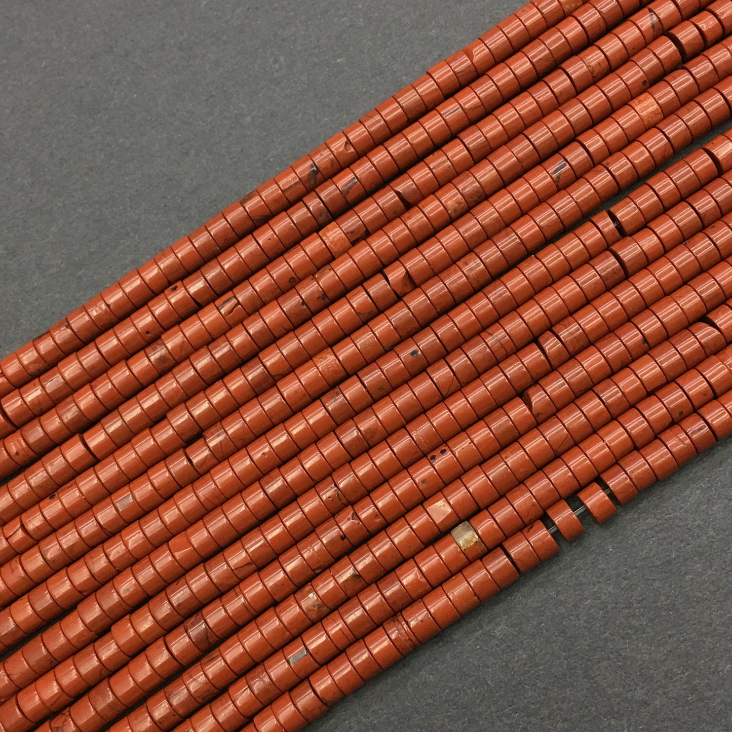 Natural Red Jasper HeiShi Shape Beads Tube 2X4MM