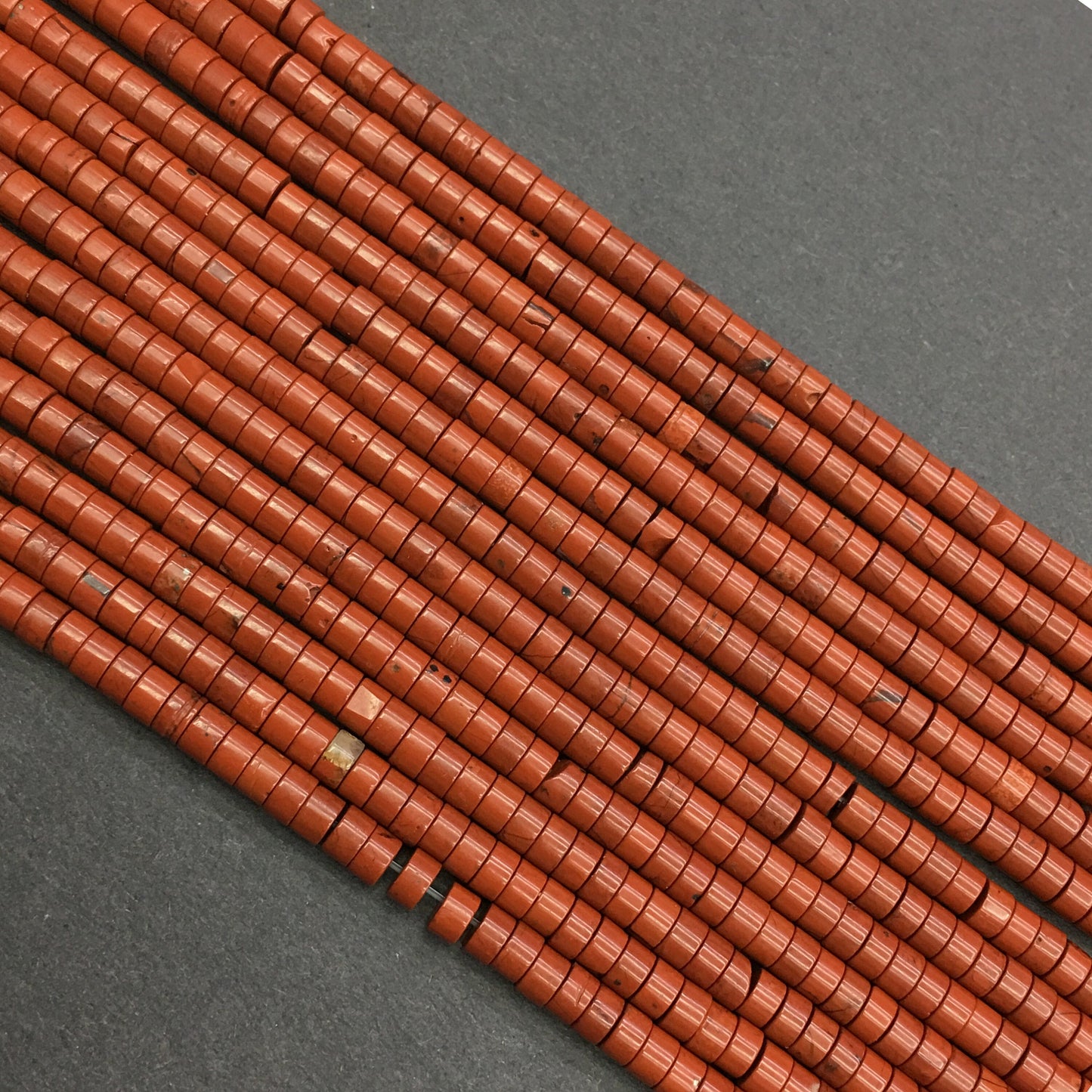 Natural Red Jasper HeiShi Shape Beads Tube 2X4MM