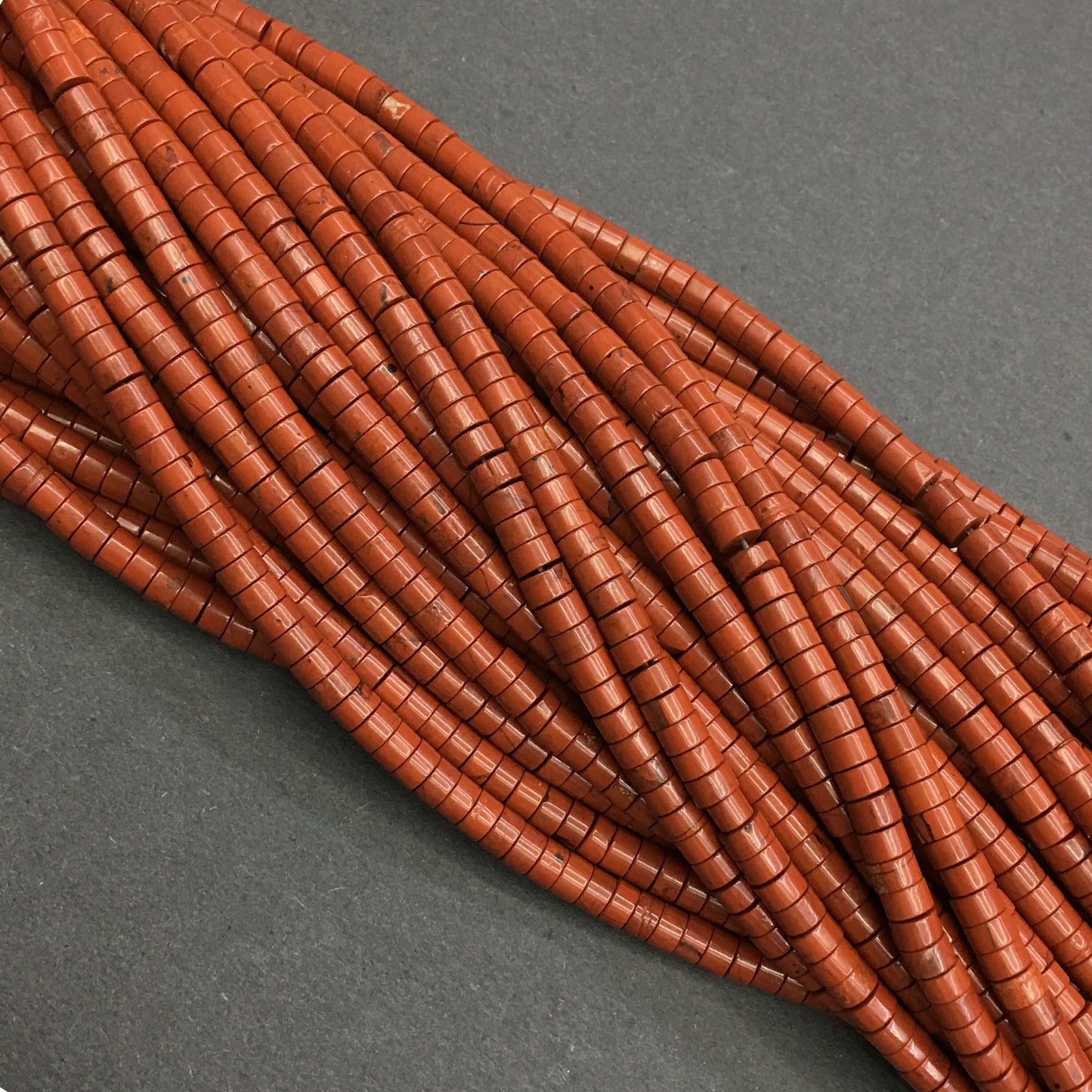Natural Red Jasper HeiShi Shape Beads Tube 2X4MM