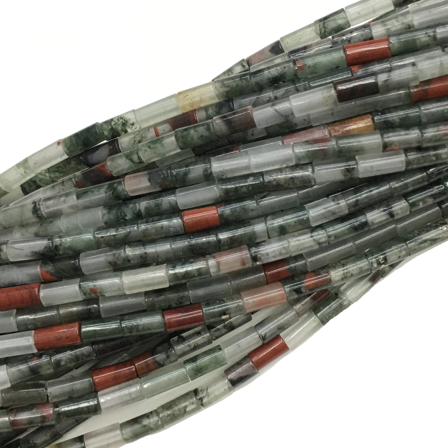 Natural Blood Stone Tube Shape Beads 2X4MM