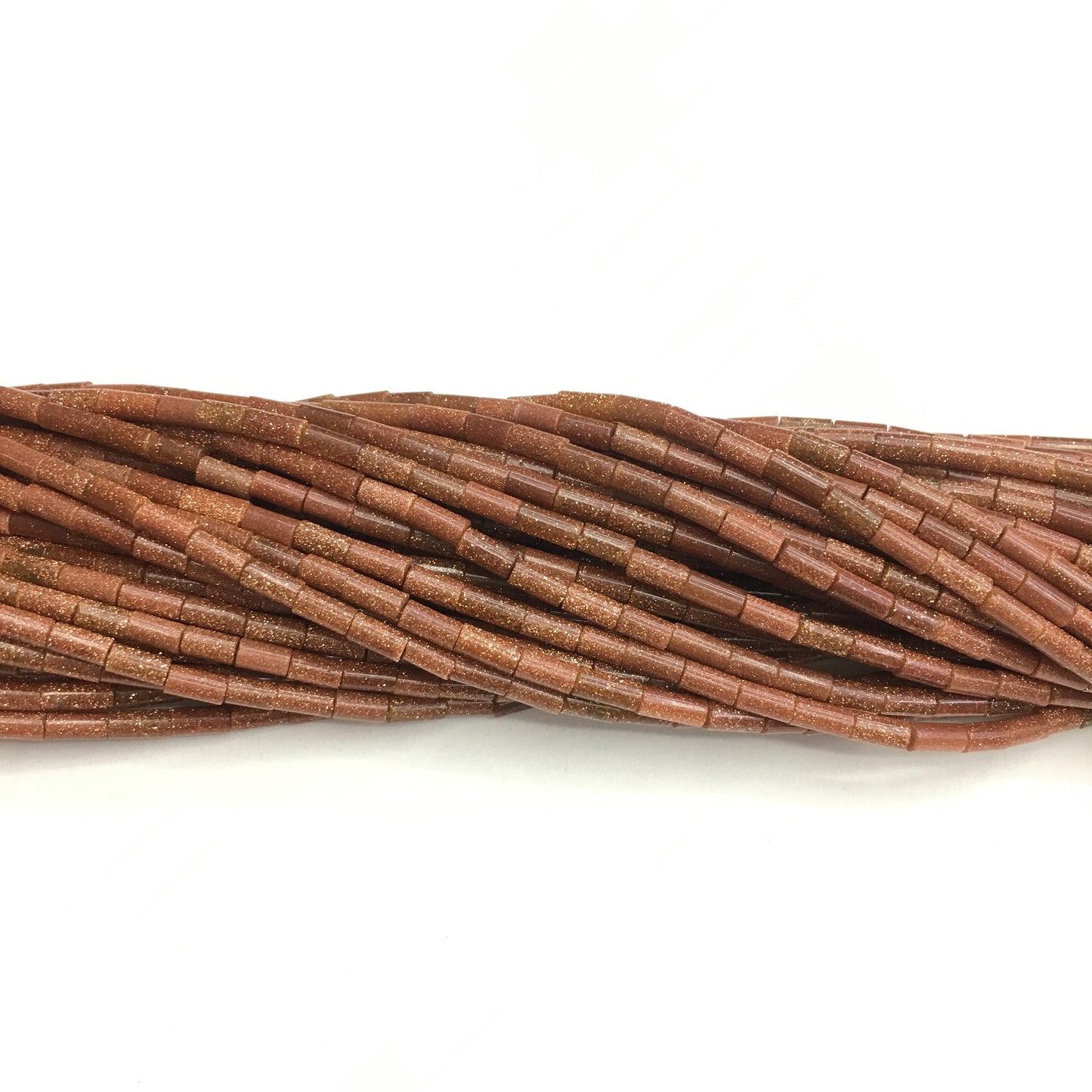 Natural Gold Sand Stone Tube Shape Beads 2X4MM
