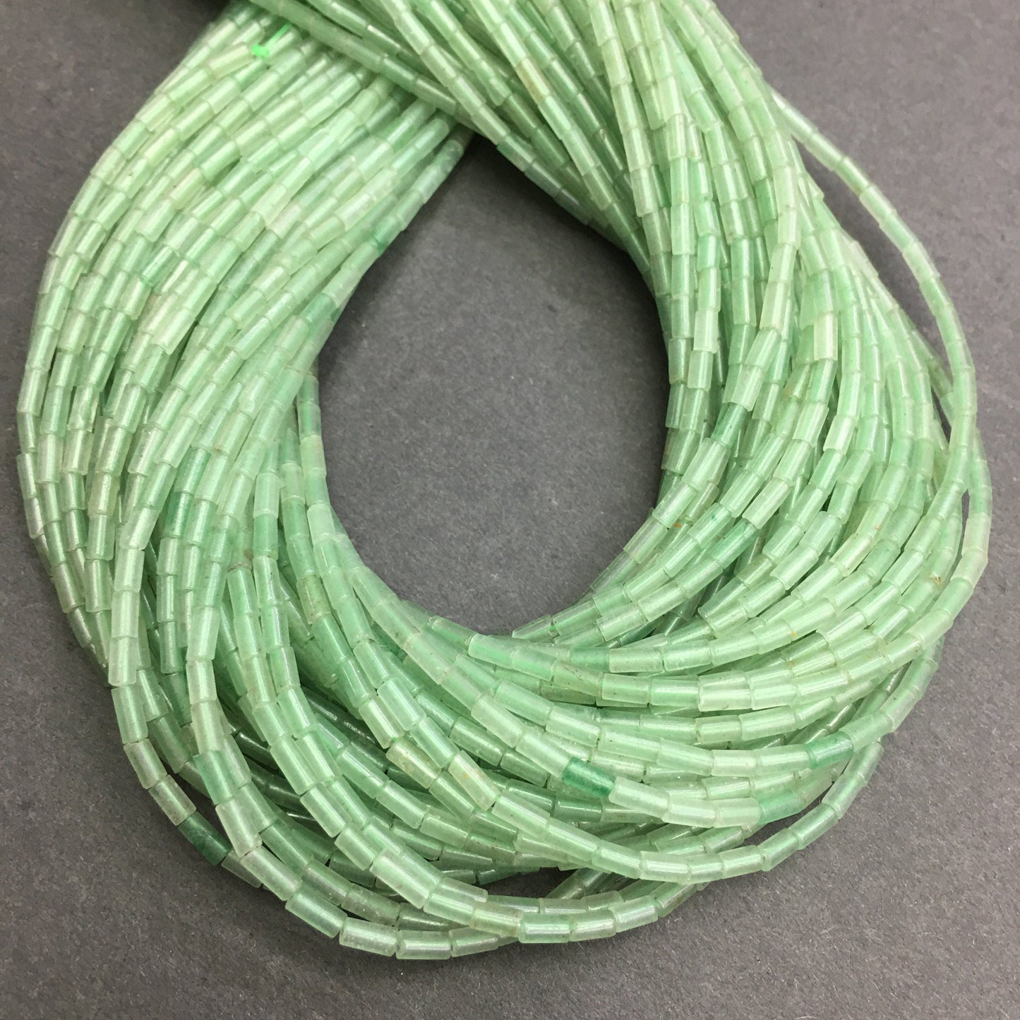 Natural Green Adventurine Tube Shape Beads 2X4MM