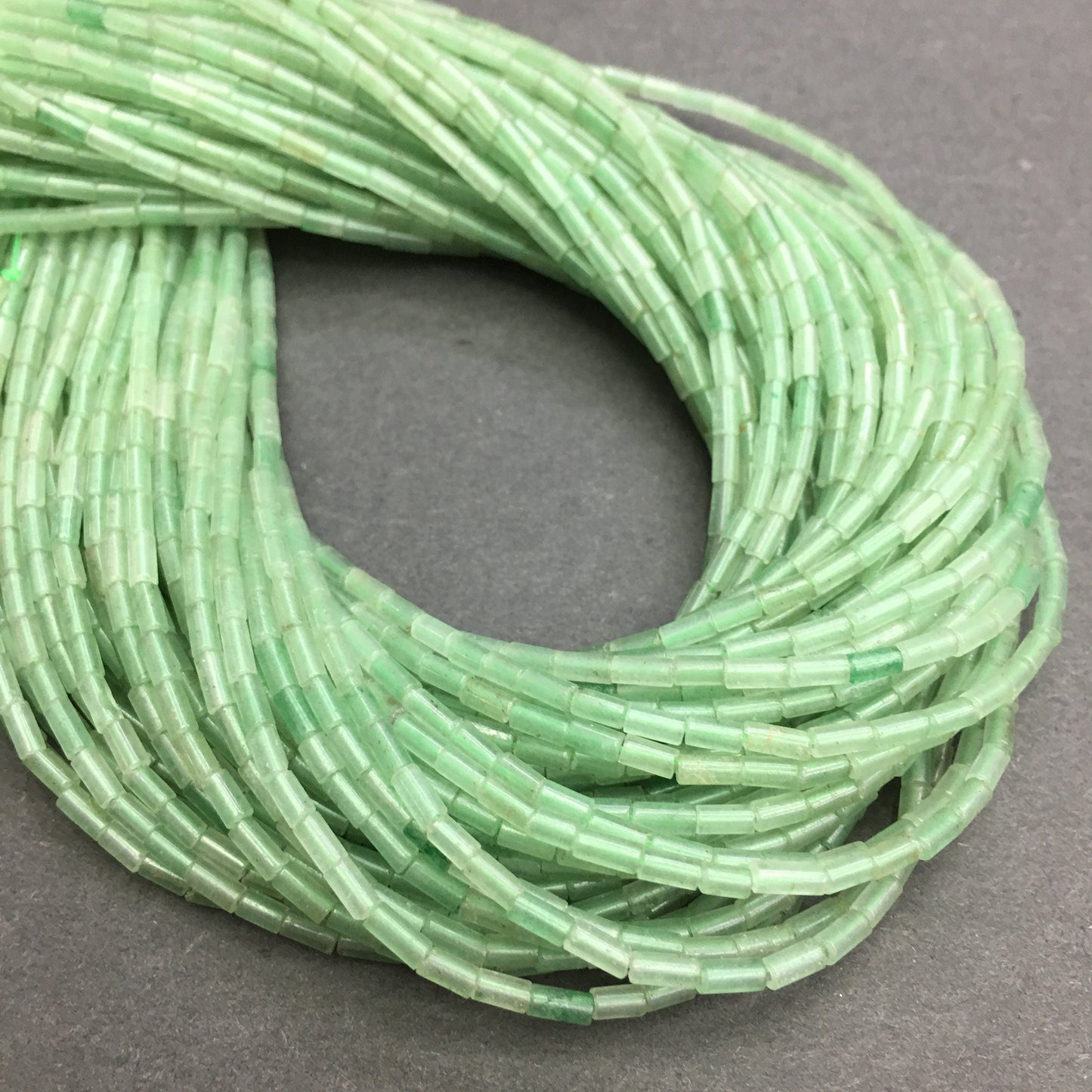 Natural Green Adventurine Tube Shape Beads 2X4MM