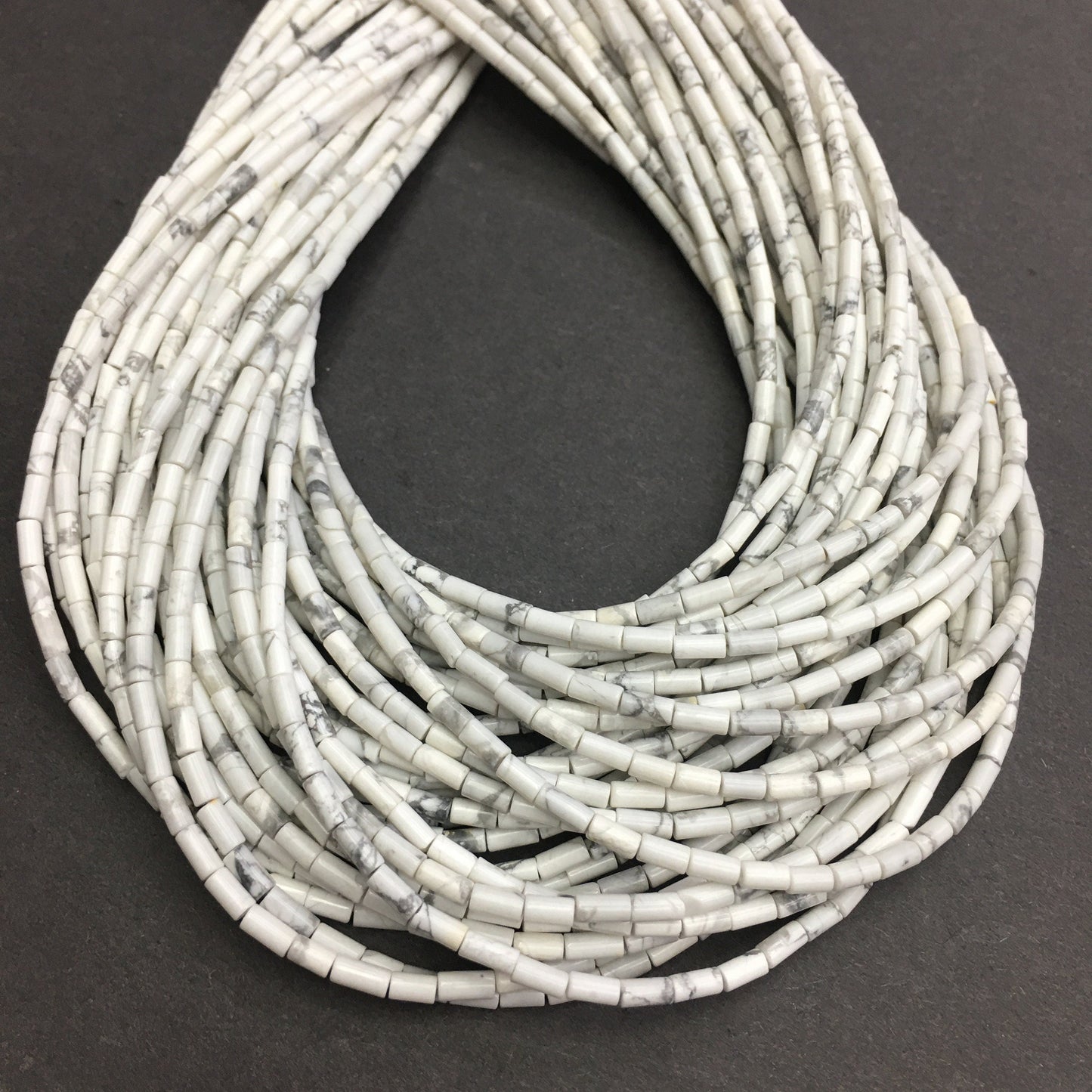 Natural White Howlite Tube Shape Beads 2X4MM