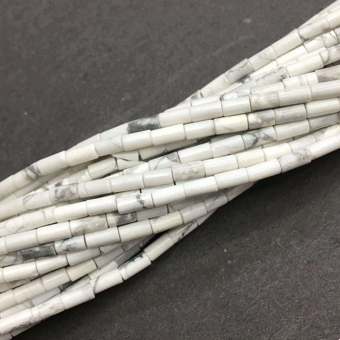 Natural White Howlite Tube Shape Beads 2X4MM