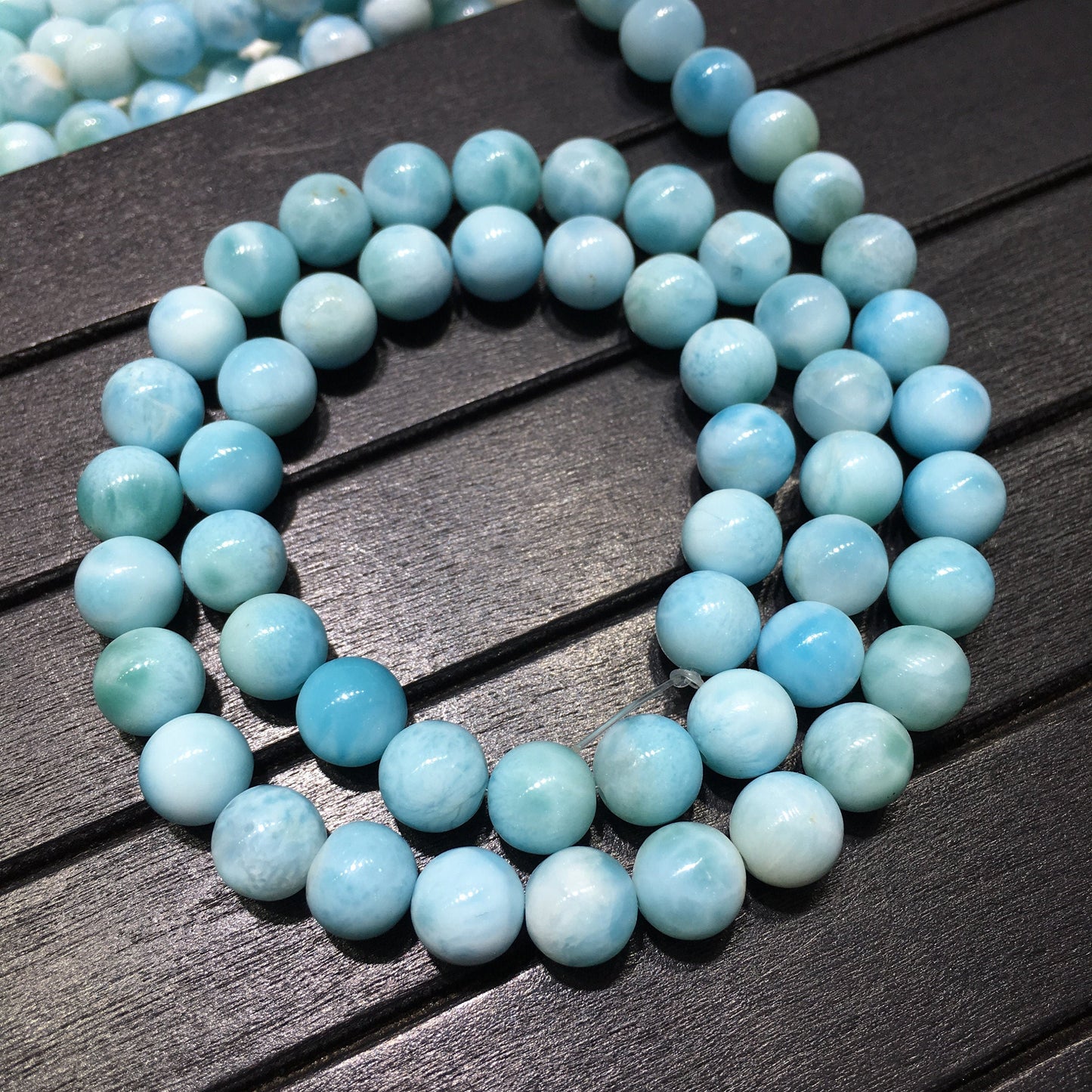 Natural Blue Larimar Round Beads