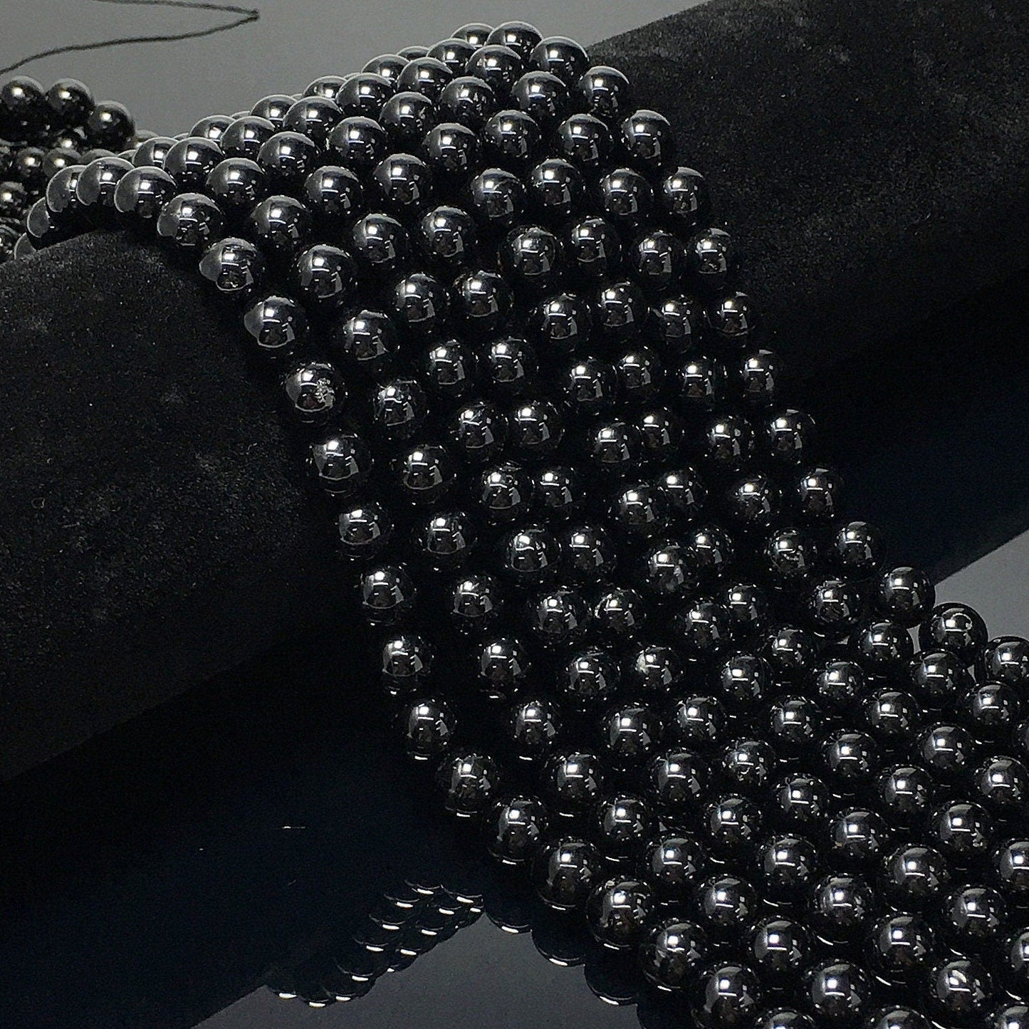 Natural Black Tourmaline Round Beads
