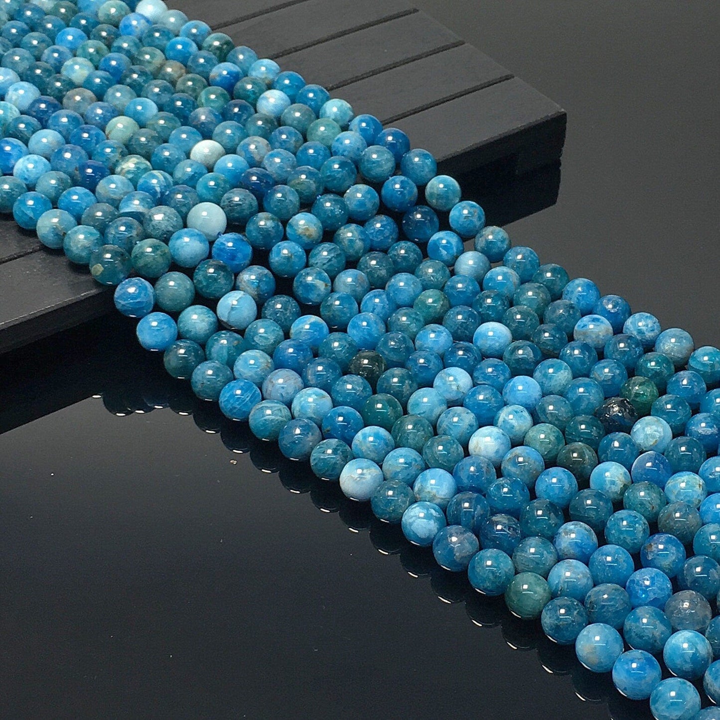 Natural Blue Apatite Round Beads