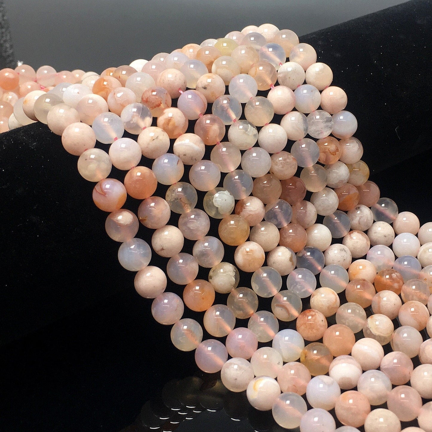 Natural Cherry Agate Round Smooth Beads