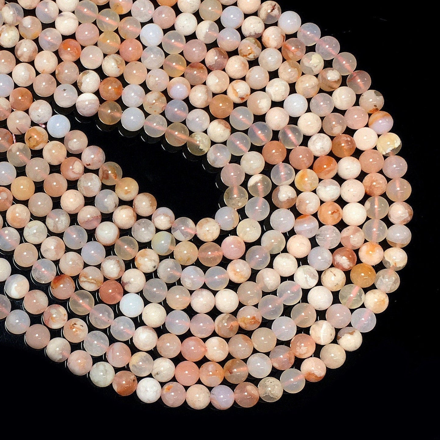 Natural Cherry Agate Round Smooth Beads