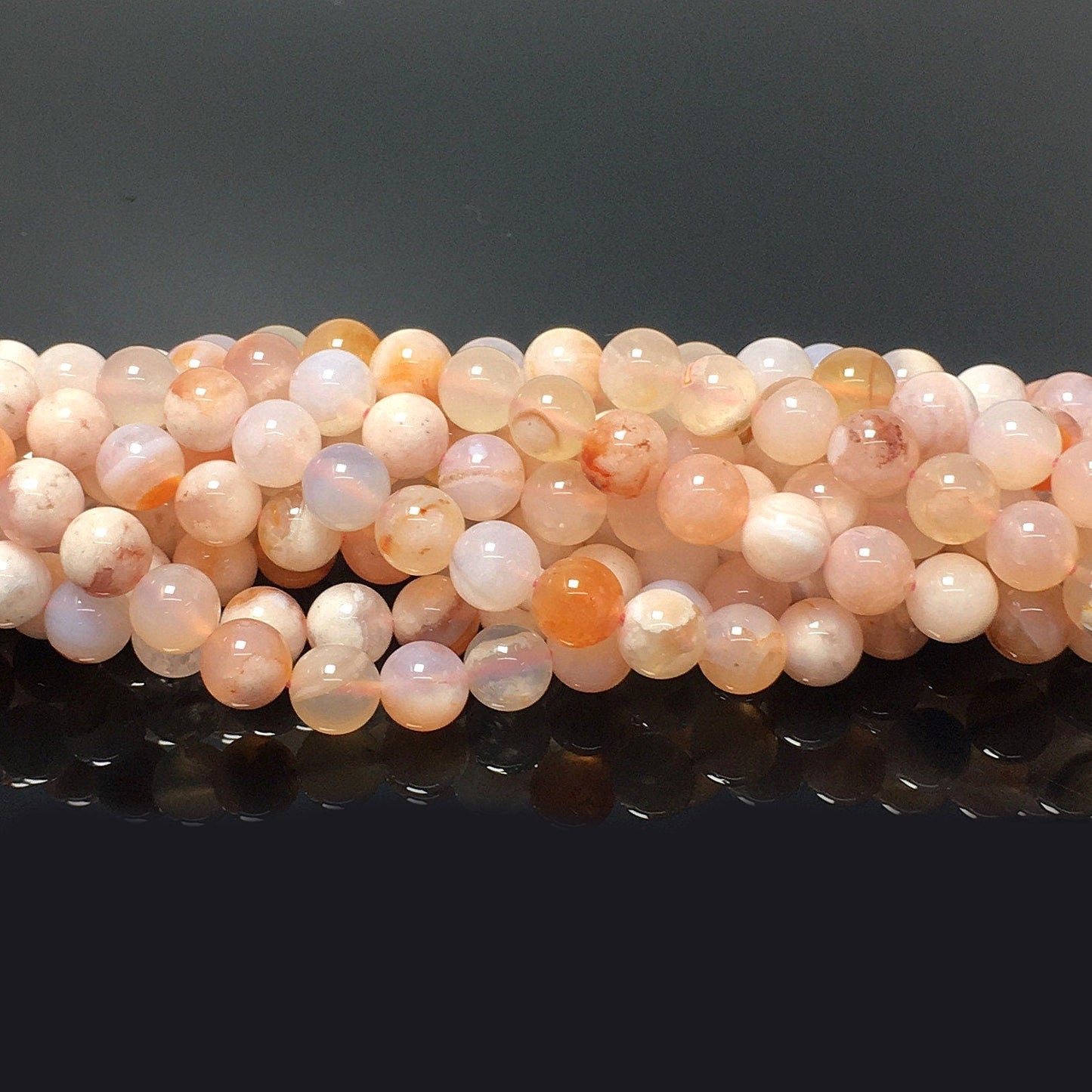 Natural Cherry Agate Round Smooth Beads