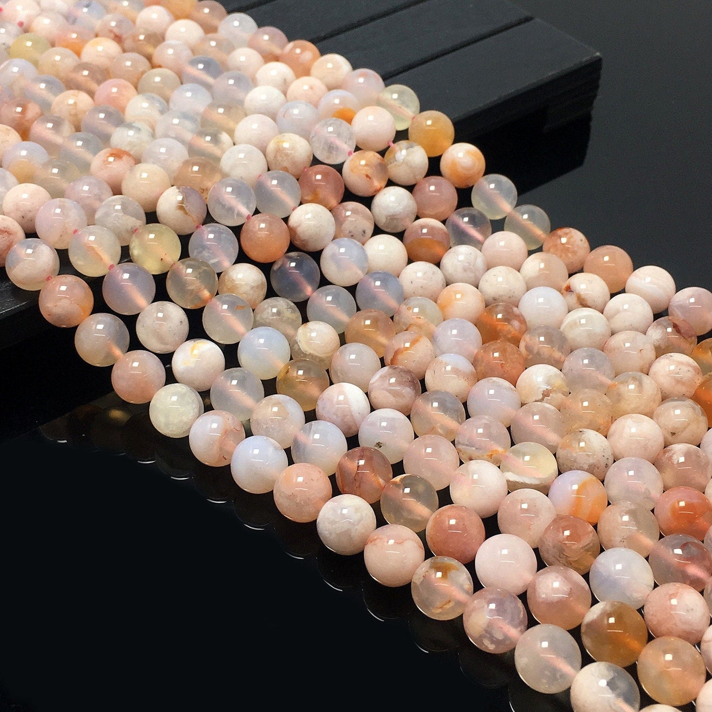 Natural Cherry Agate Round Smooth Beads